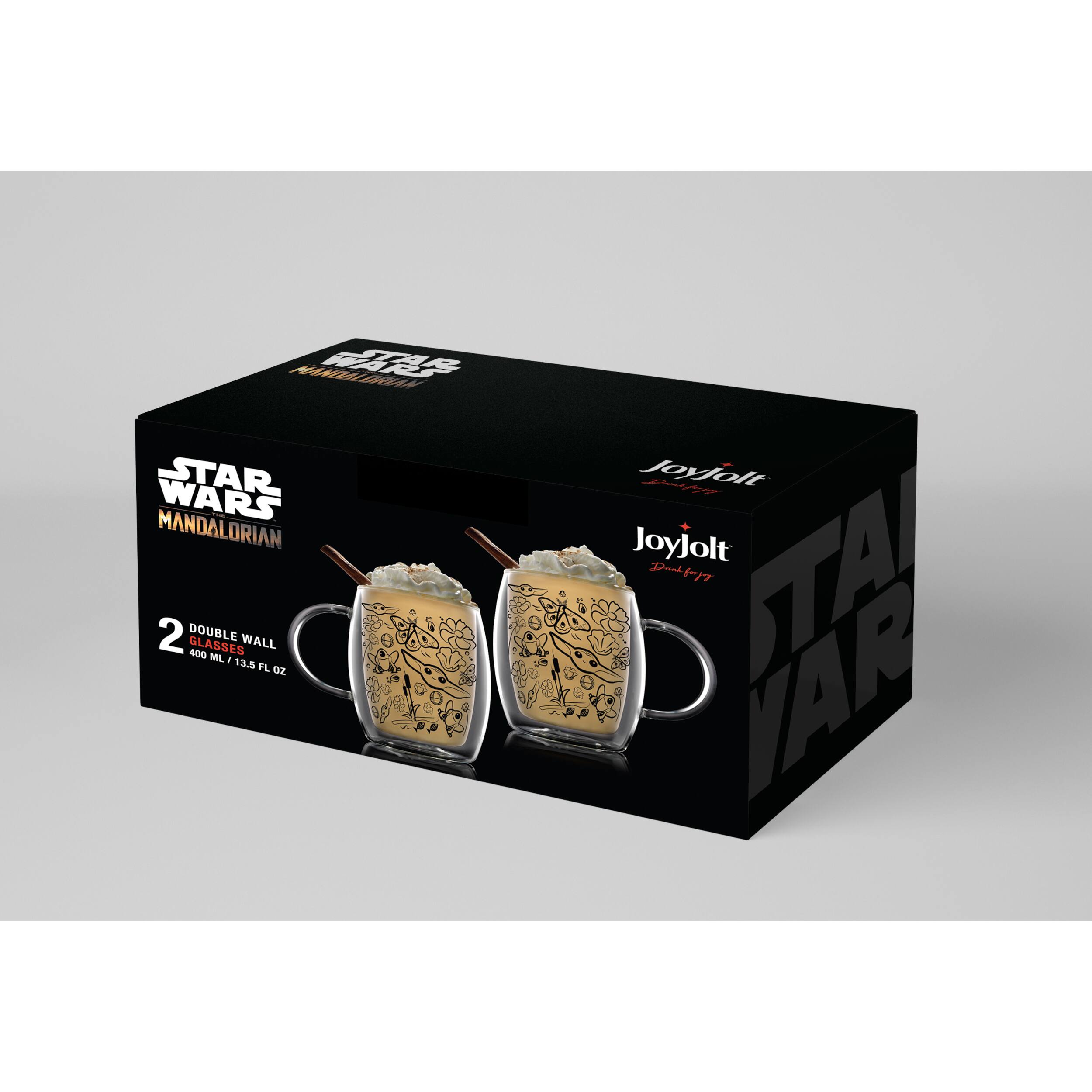 JoyJolt&#xAE; Star Wars&#xAD;&#xAD;&#x2122; 13.5oz. Mandalorian The Child All Around Glass Mug Set, 2ct.