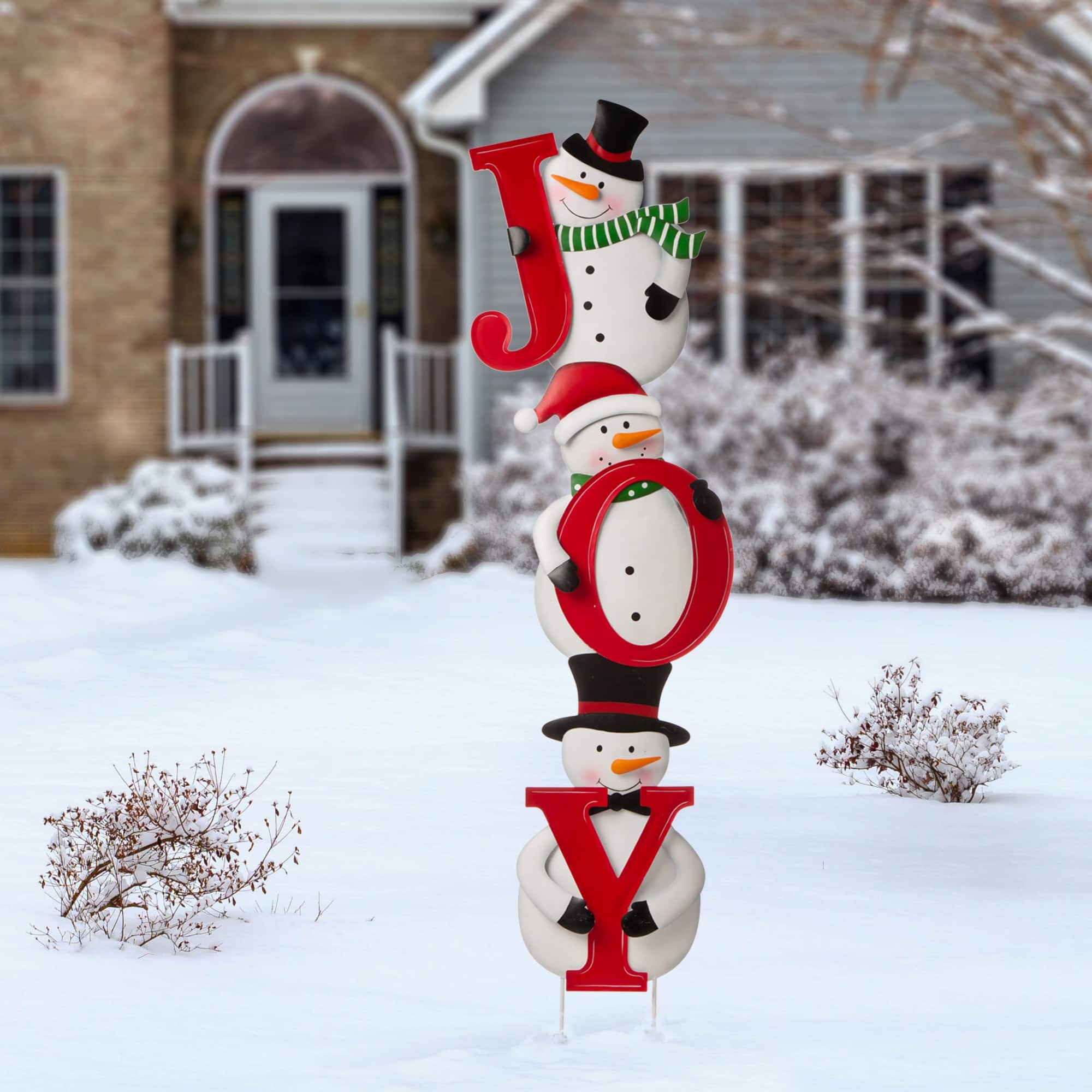 Glitzhome® 48" JOY Snowman Yard Stake, Horizontal or Vertical