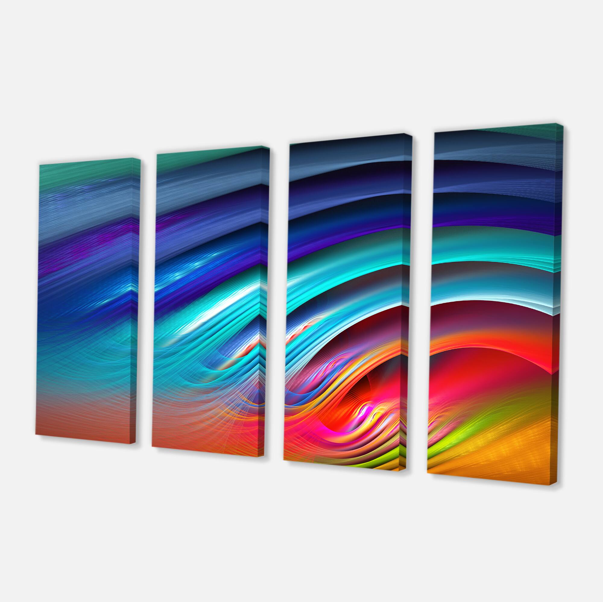 Designart - Beautiful Fractal Rainbow Waves - Floral Canvas Art Print