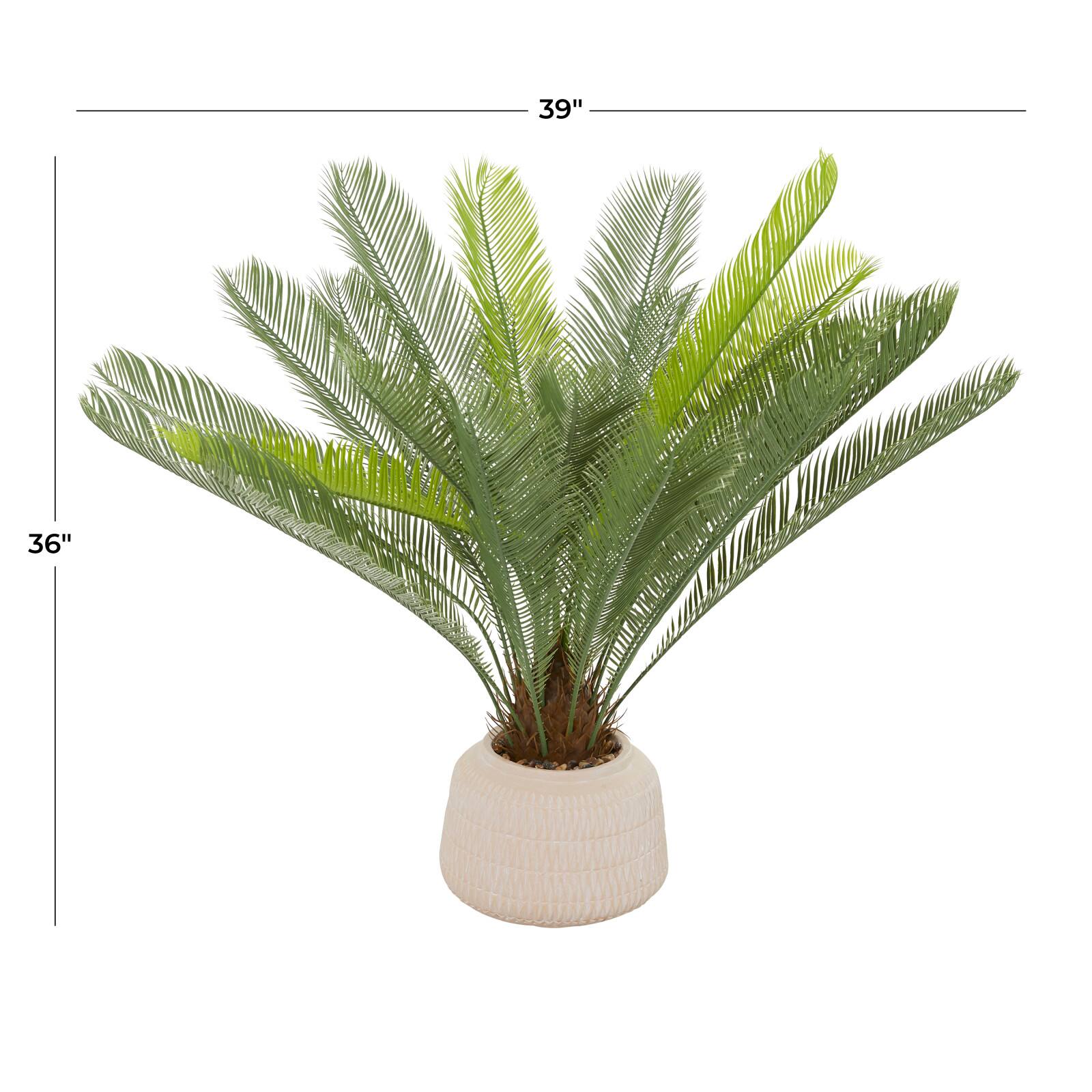 3ft. Green Sago Palm Faux Foliage Artificial Plant with Pink Ceramic Pot