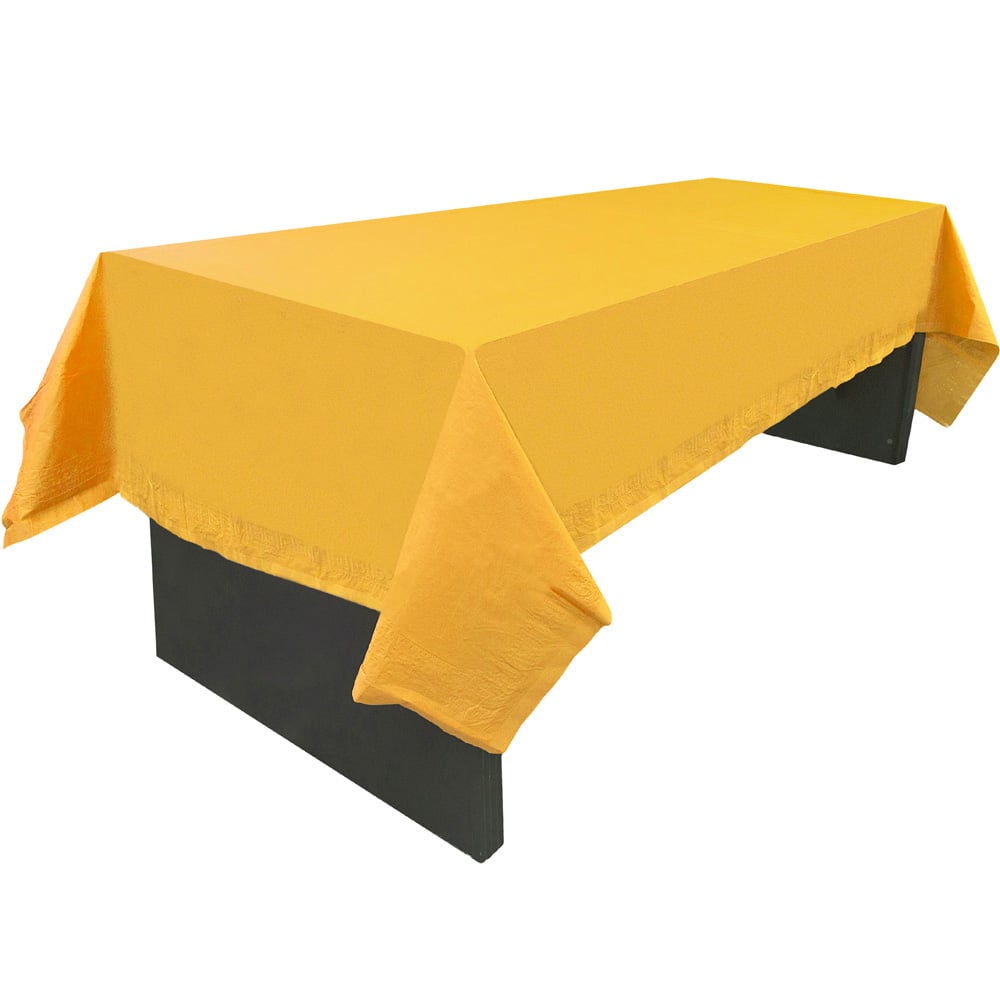 JAM Paper Yellow Rectangular Plastic Lined Paper Table Cover, 54" x 108" Basic Plastic Table
