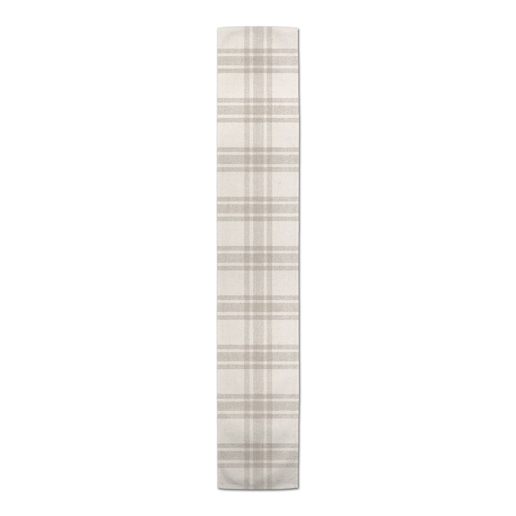 72'' Gray Plaid Cotton Twill Runner