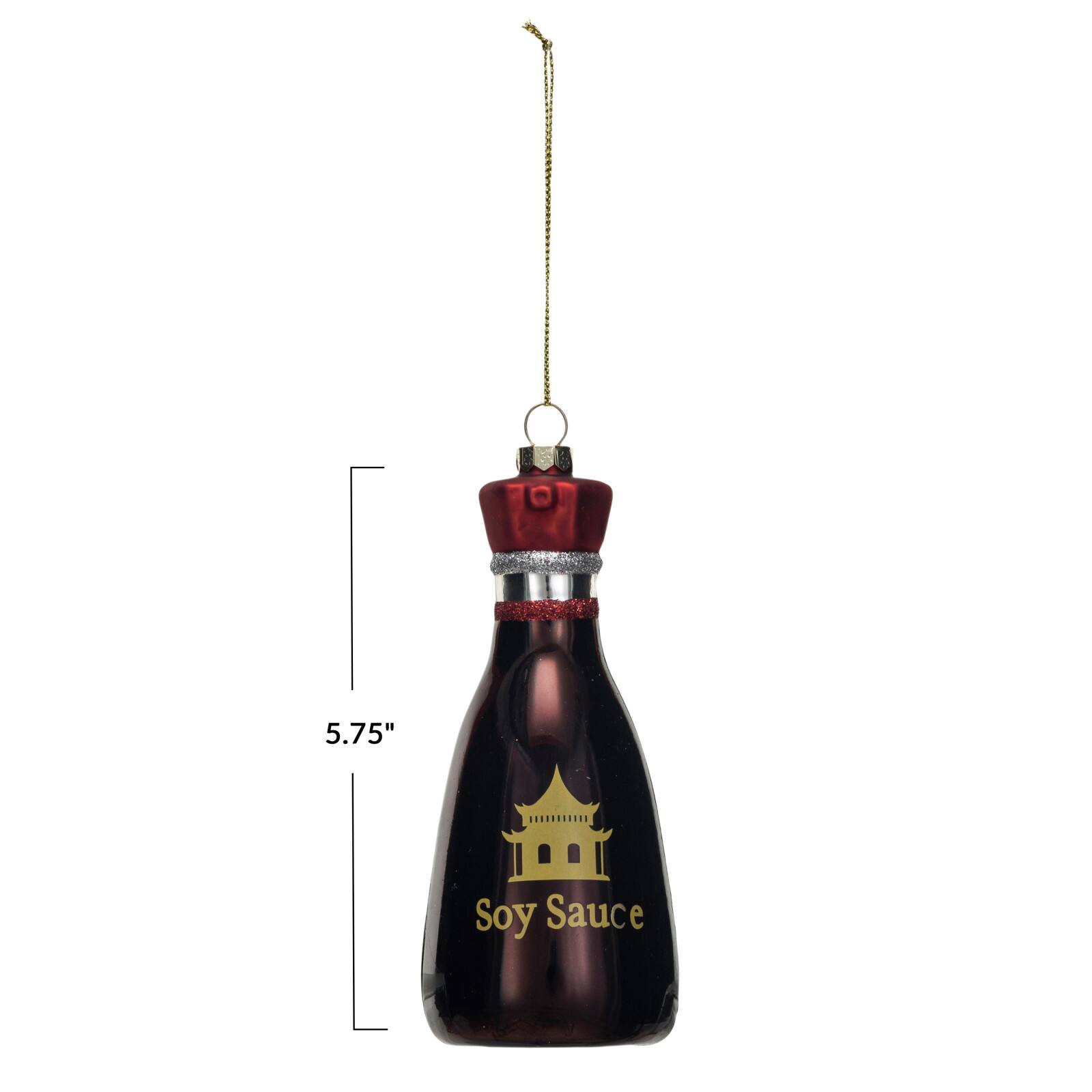 Hello Honey&#xAE; 5.75&#x22; Hand-Painted Glass Soy Sauce Bottle Ornament with Glitter