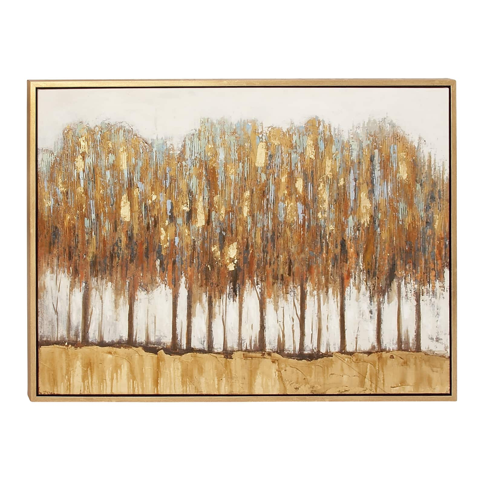 Brown & Gold Abstract Trees Framed Canvas Wall Art | Michaels