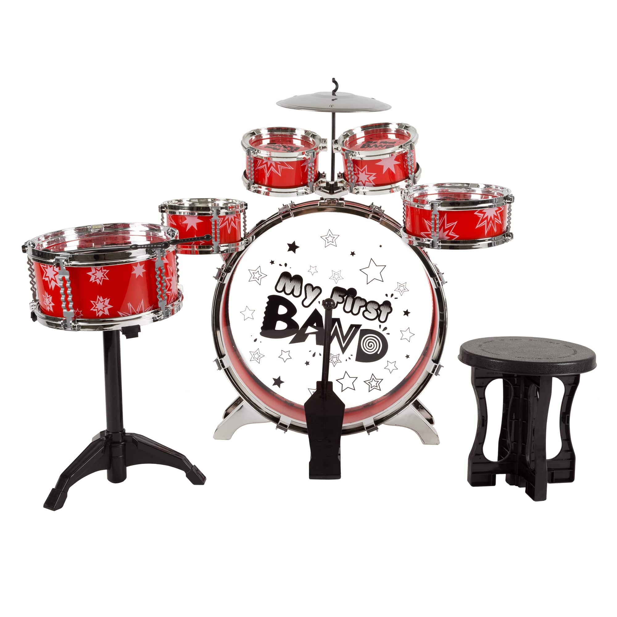 Fun Central Desktop Drum Set Musical Instrument Toy for Kids  Toddlers Red 
