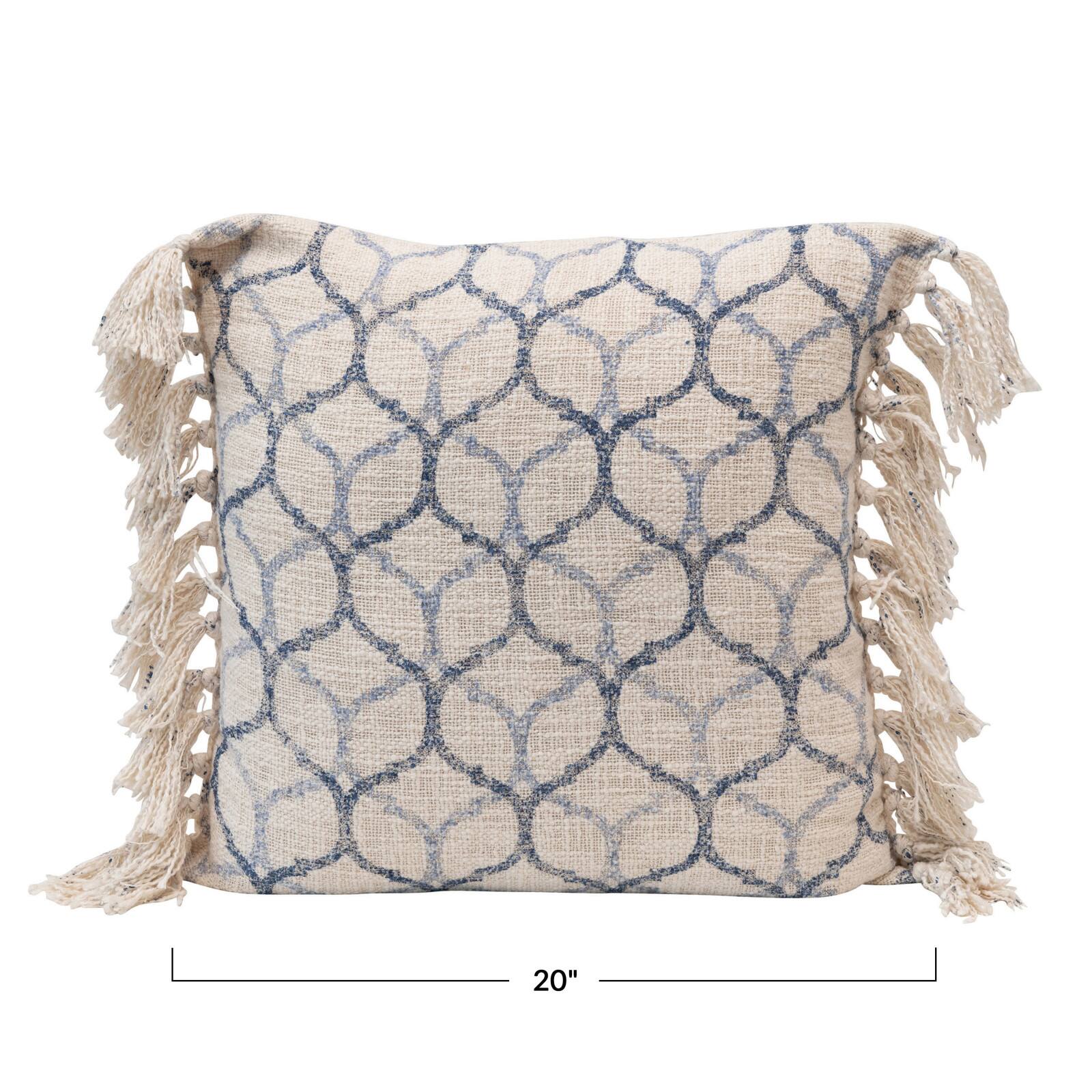 Hello Honey® Stonewashed Blue & Cream Ogee Pattern Pillow