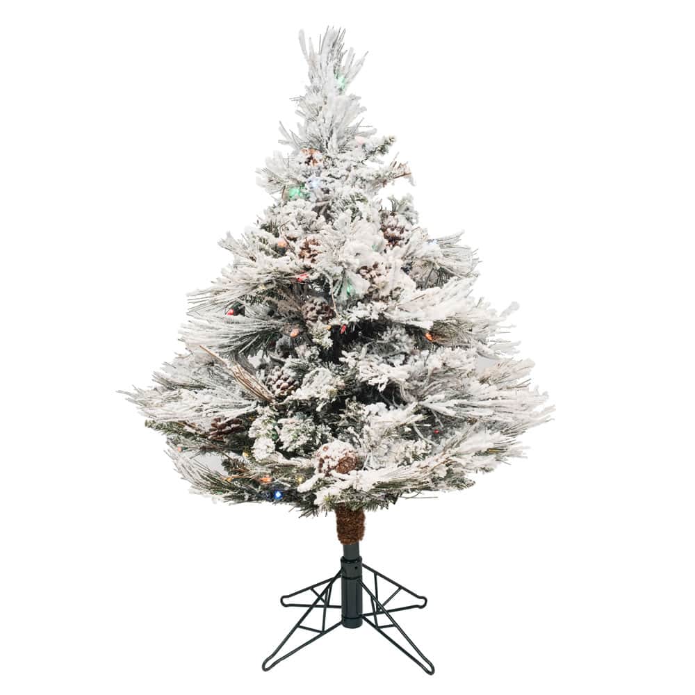3 5ft Pre Lit Flocked Alberta Artificial Christmas Tree Multicolor Led Lights Michaels