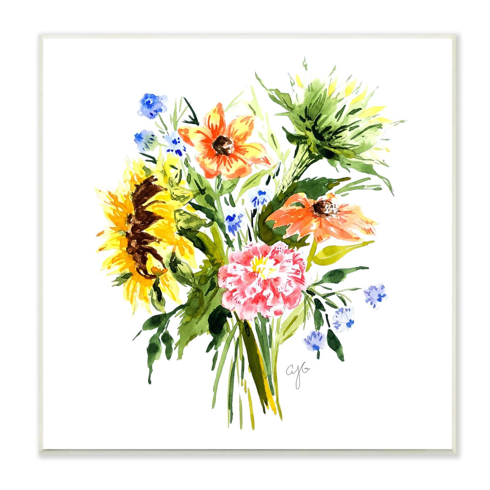 Stupell Industries Summer Floral Blooming Bouquets Vivid Country Flowers,12" x 12"