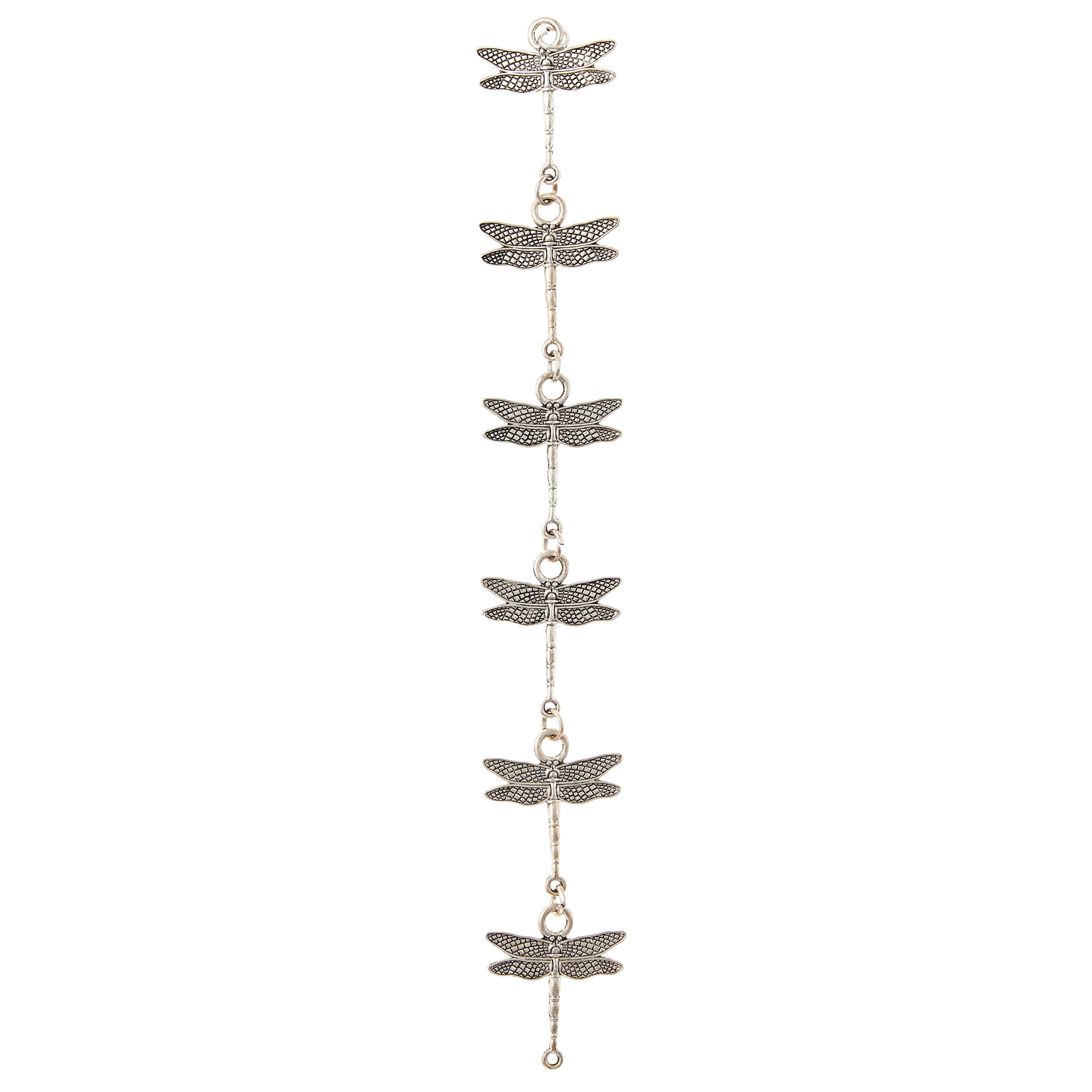 12 Pack: Silver Plated Dragonfly Connectors, 28mm by Bead Landing™
