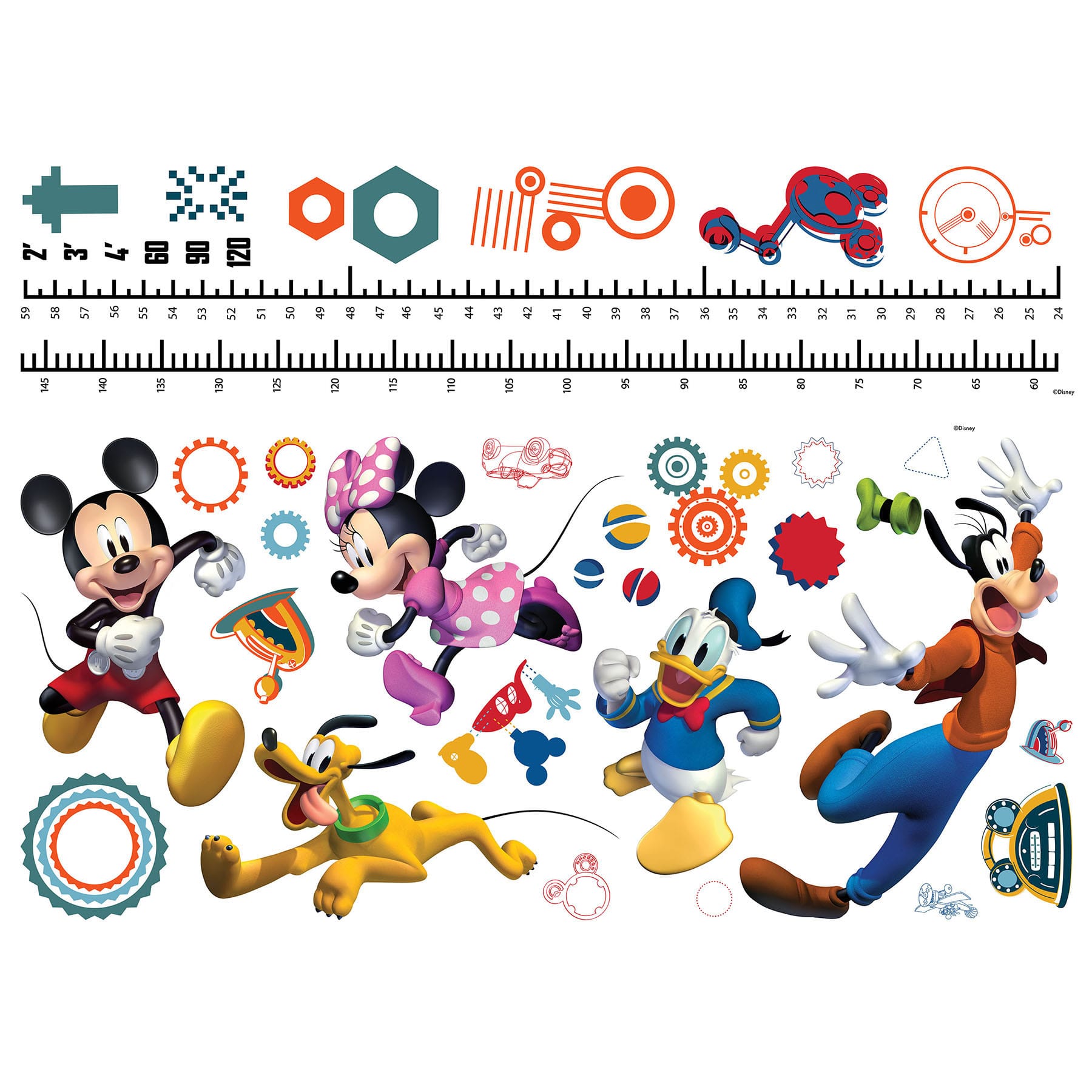 RoomMates Mickey and Friends Growth Chart Peel & Stick Wall Decals