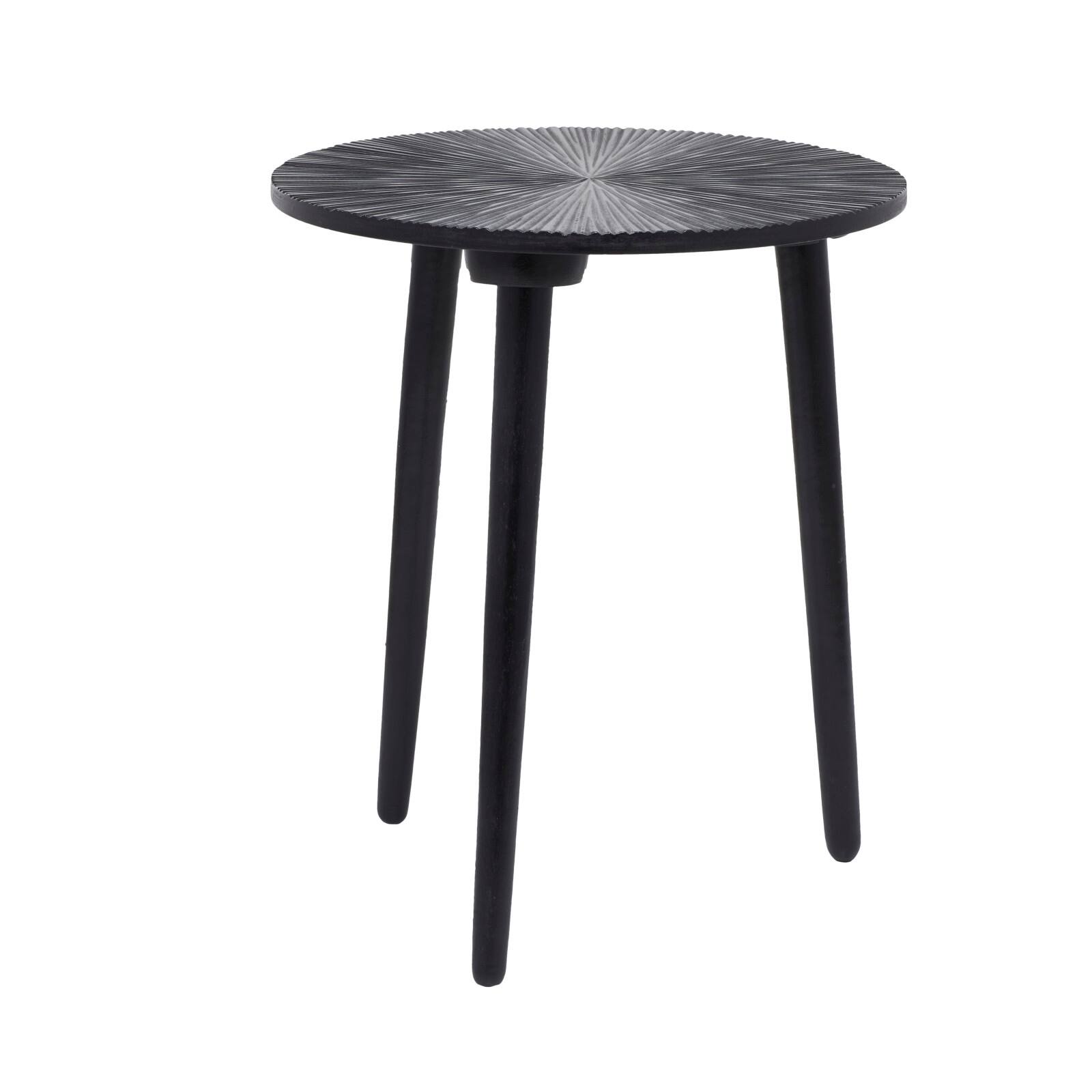 Black Mango Wood Contemporary Accent Table, 21" x 17" x 17"