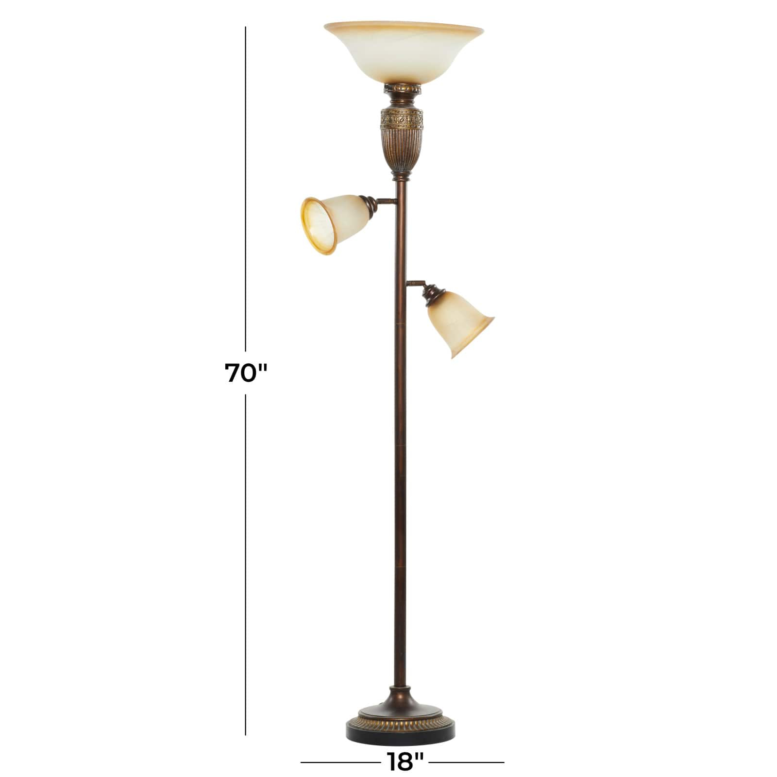 Brown Glass Traditional Floor Lamp, 70&#x22; x 19&#x22;