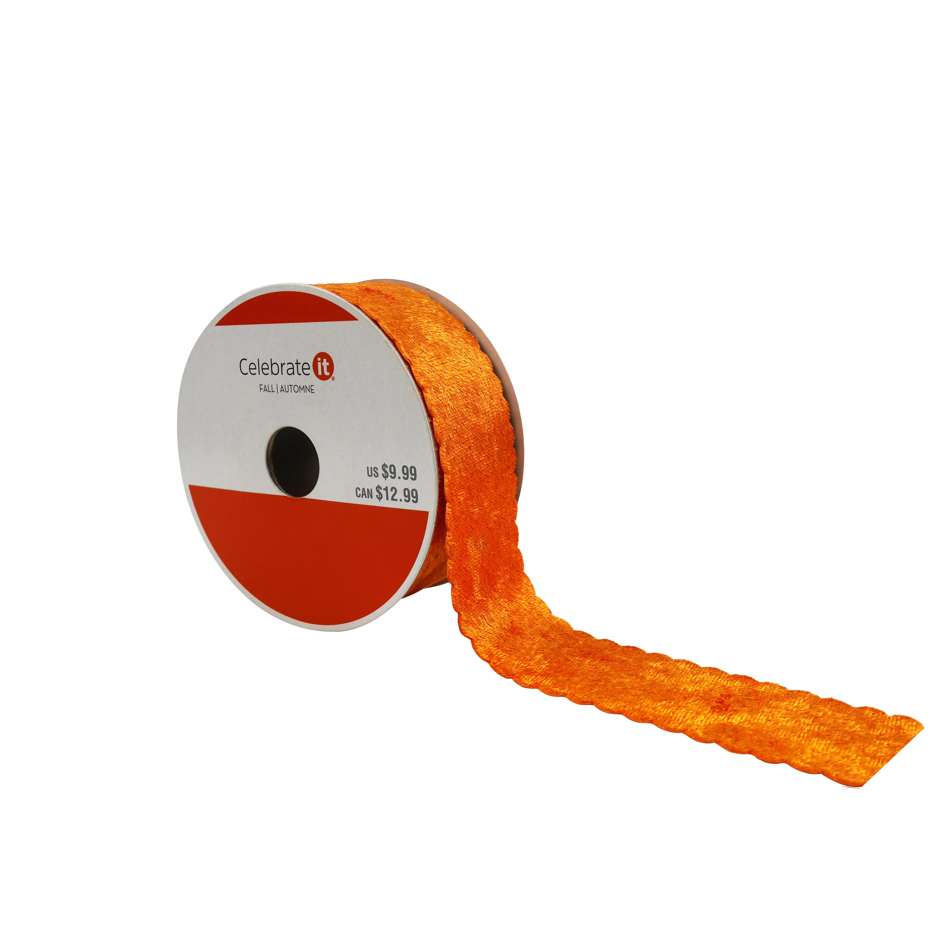 1.5&#x22; x 10yd. Orange Wavy Edge Velvet Ribbon by Celebrate It&#xAE;