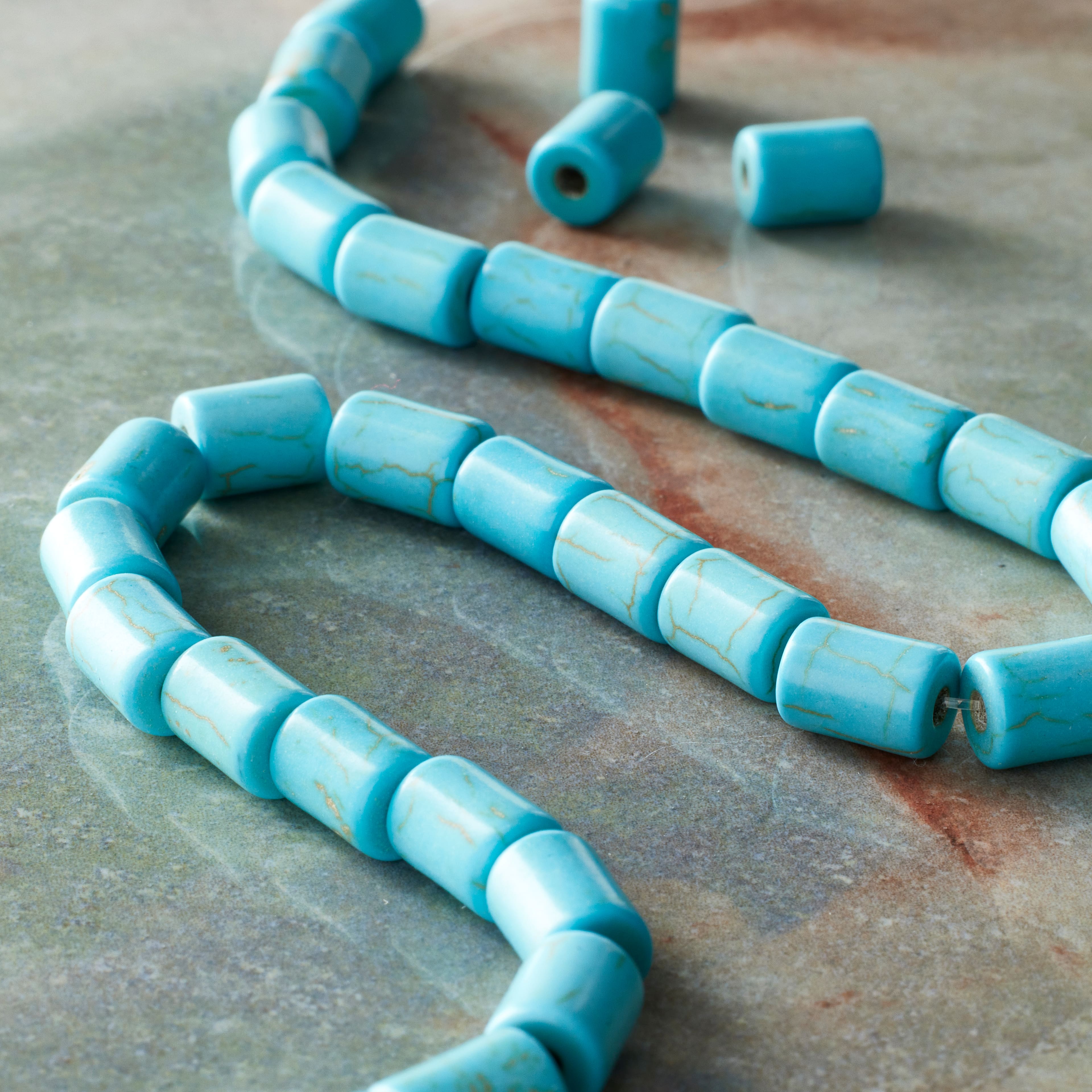 Turquoise Reconstituted Howlite Tube Beads, 8mm by Bead Landing™