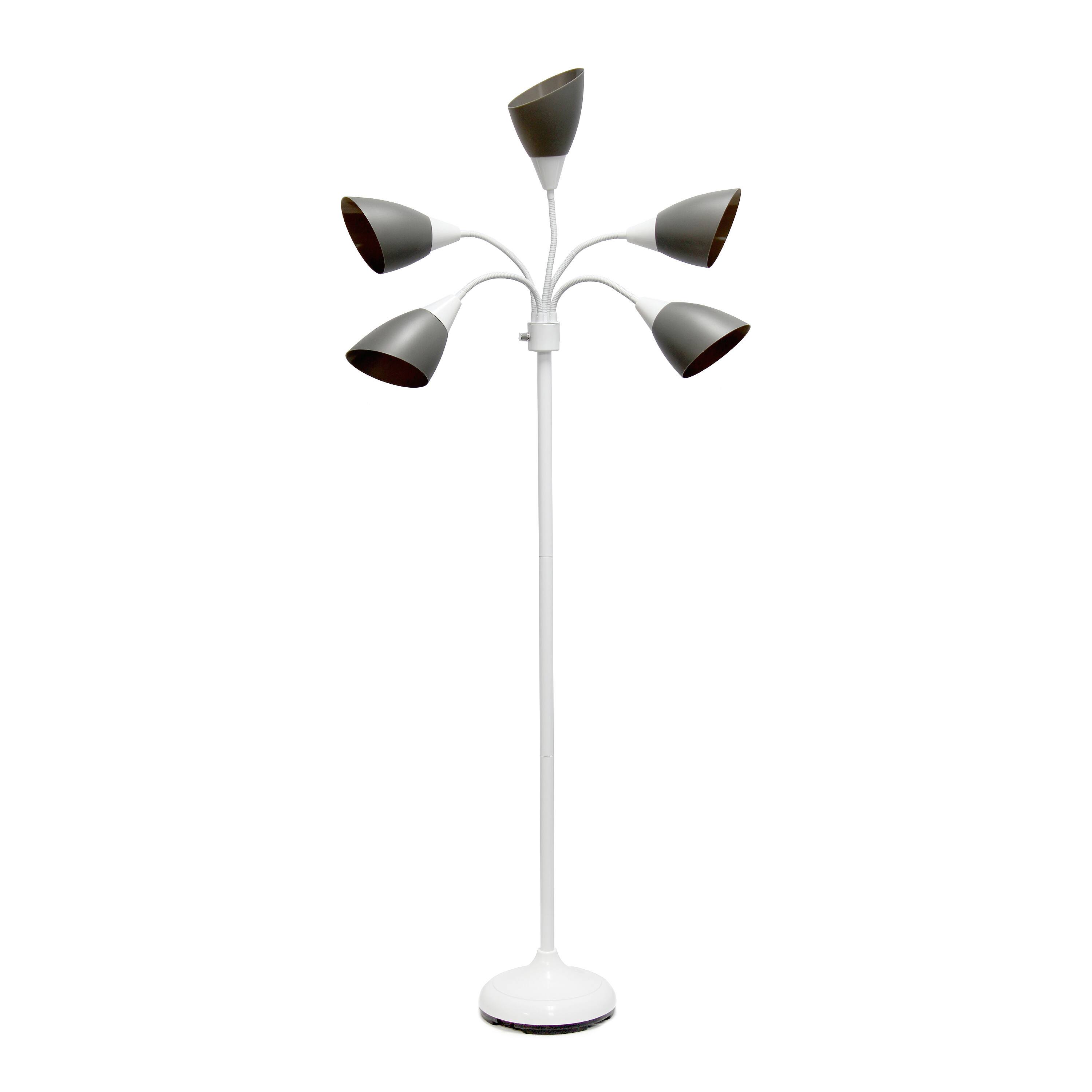 Simple Designs™ 5.6ft. 5-Light Gooseneck White Floor Lamp