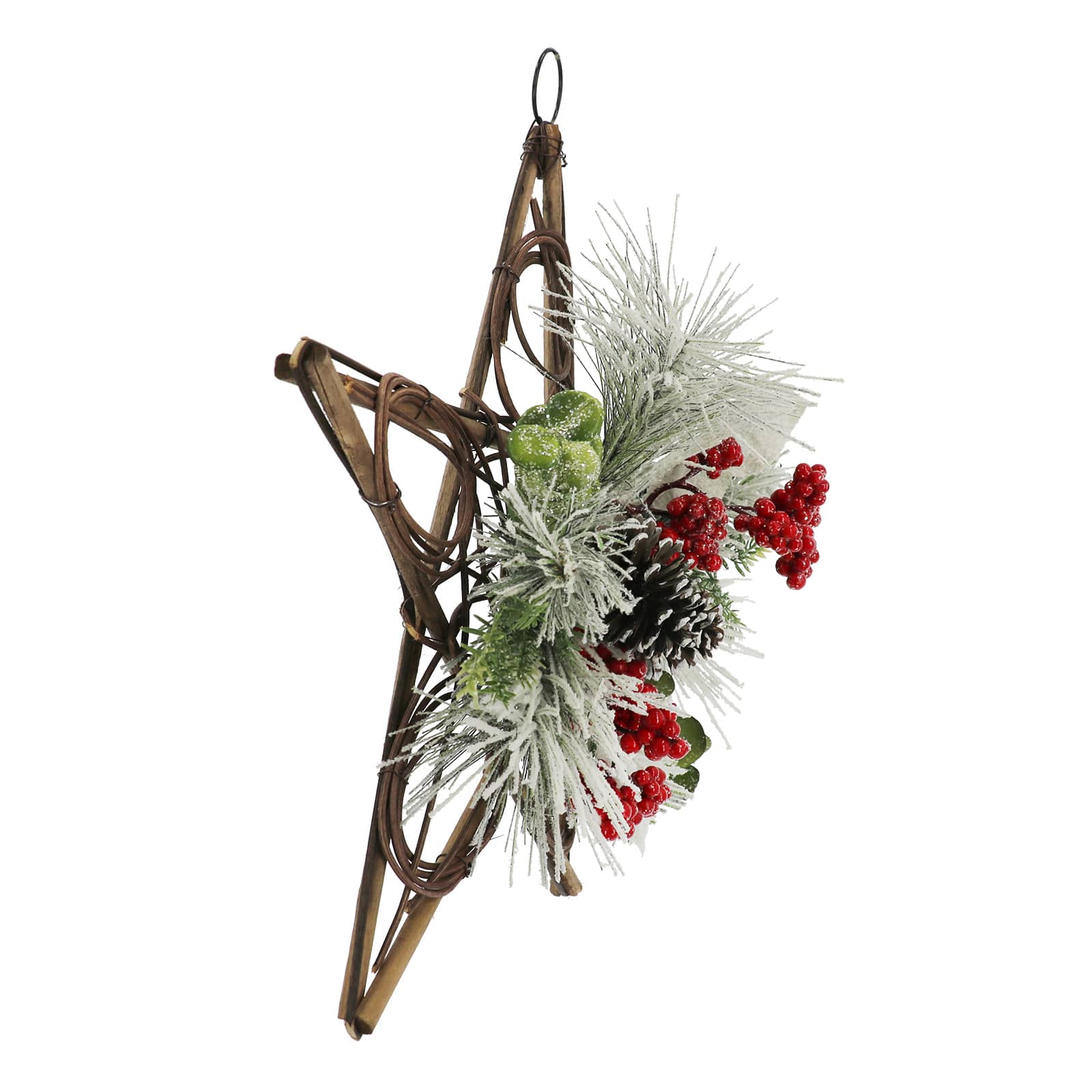 15&#x22; Snowy Pine with Red Berry &#x26; Pinecone Grapevine Star by Ashland&#xAE;