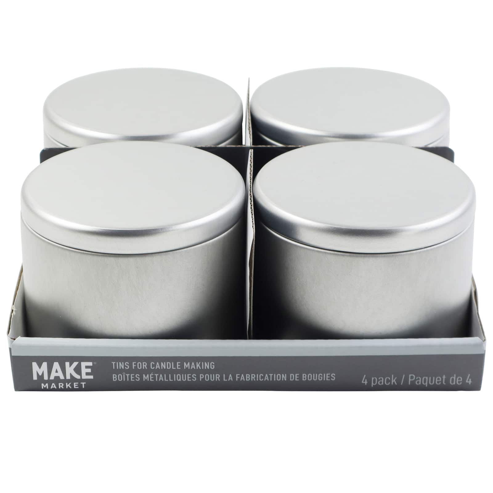 Silver Candle Tin with Lid (Deep Round) - 4 oz. - 24 pcs.