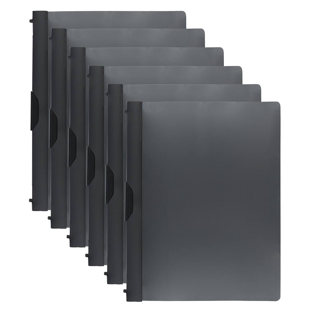 JAM Paper 9" x 12" Black Plastic Report Covers with Slide Lock Clip, 6ct.
