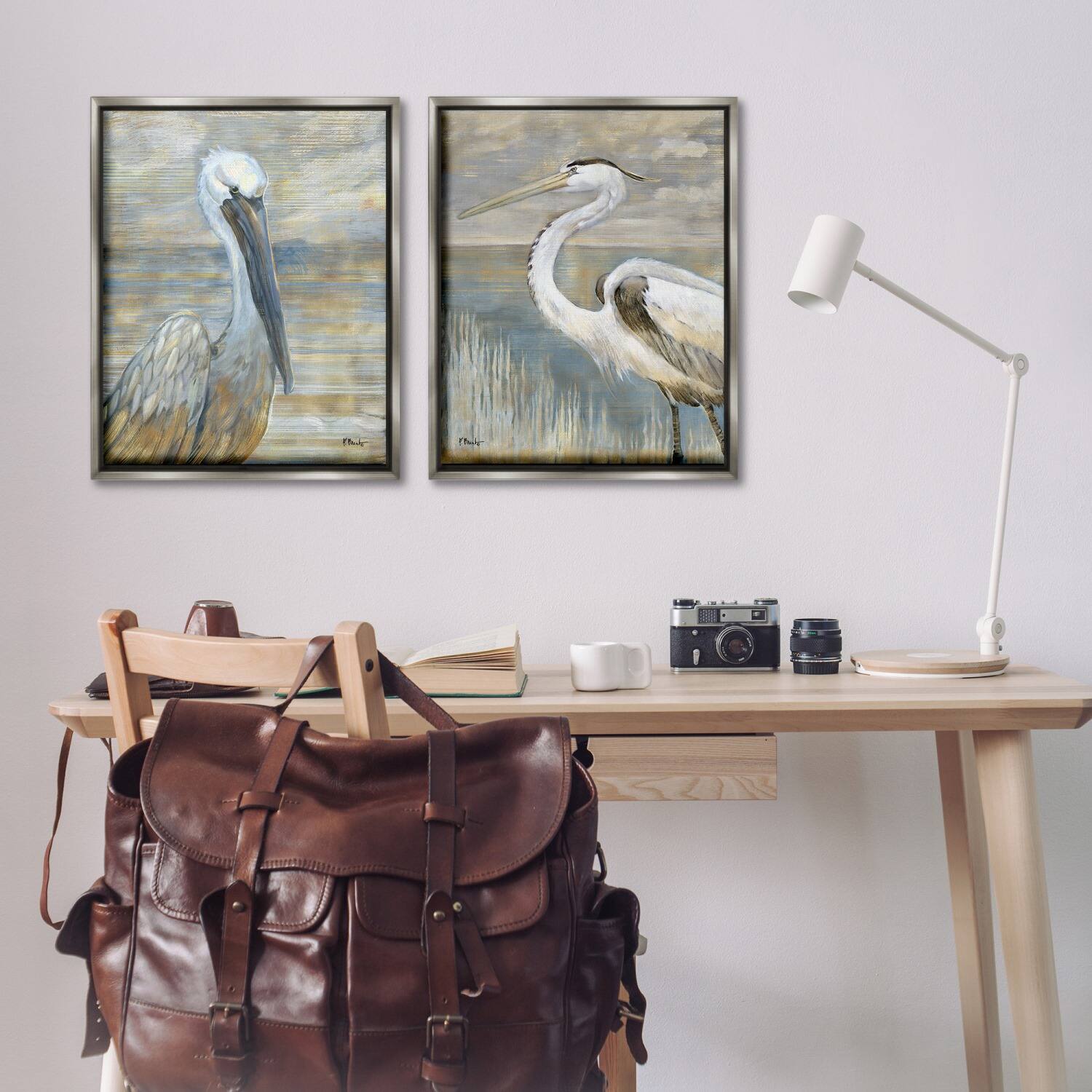 Stupell Industries Sea Birds Abstract Beach Floater Framed Art Set