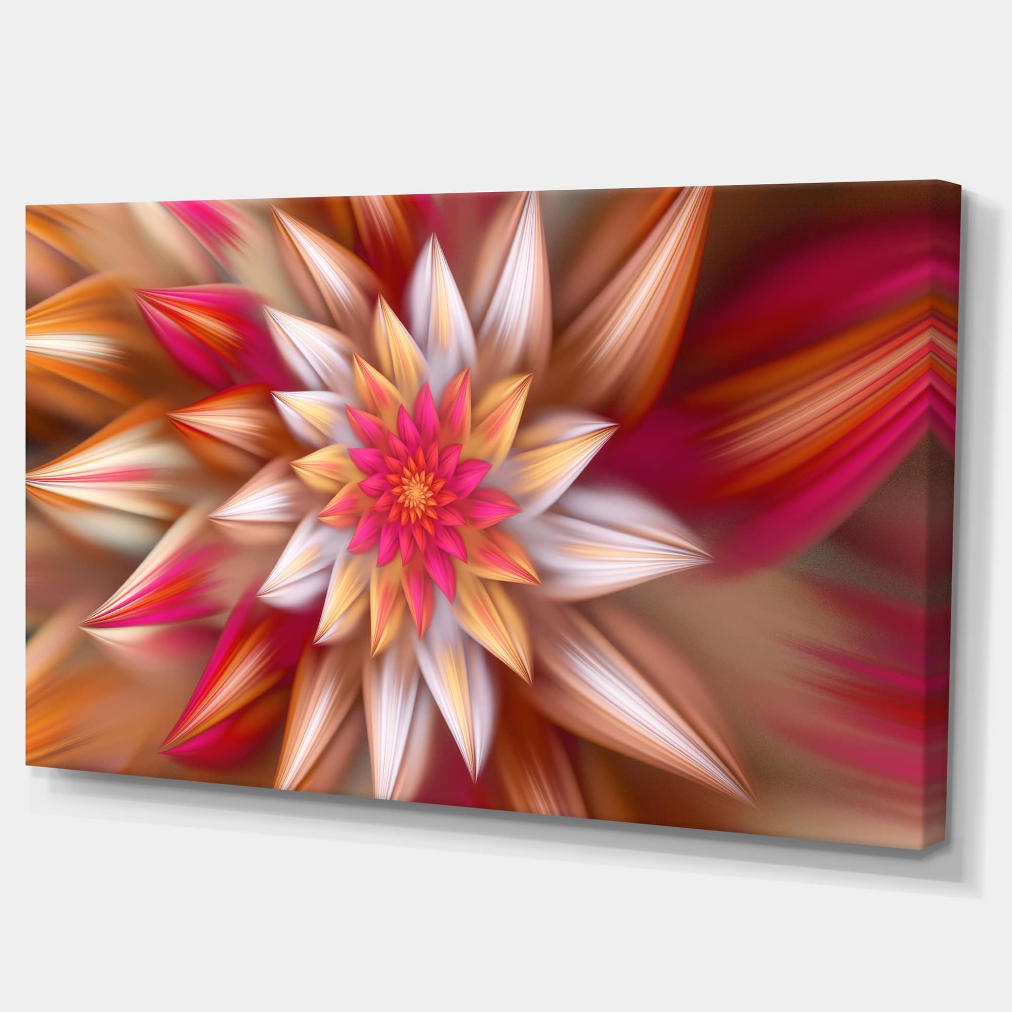 Designart - Huge Red Fractal Flower - Floral Canvas Art Print
