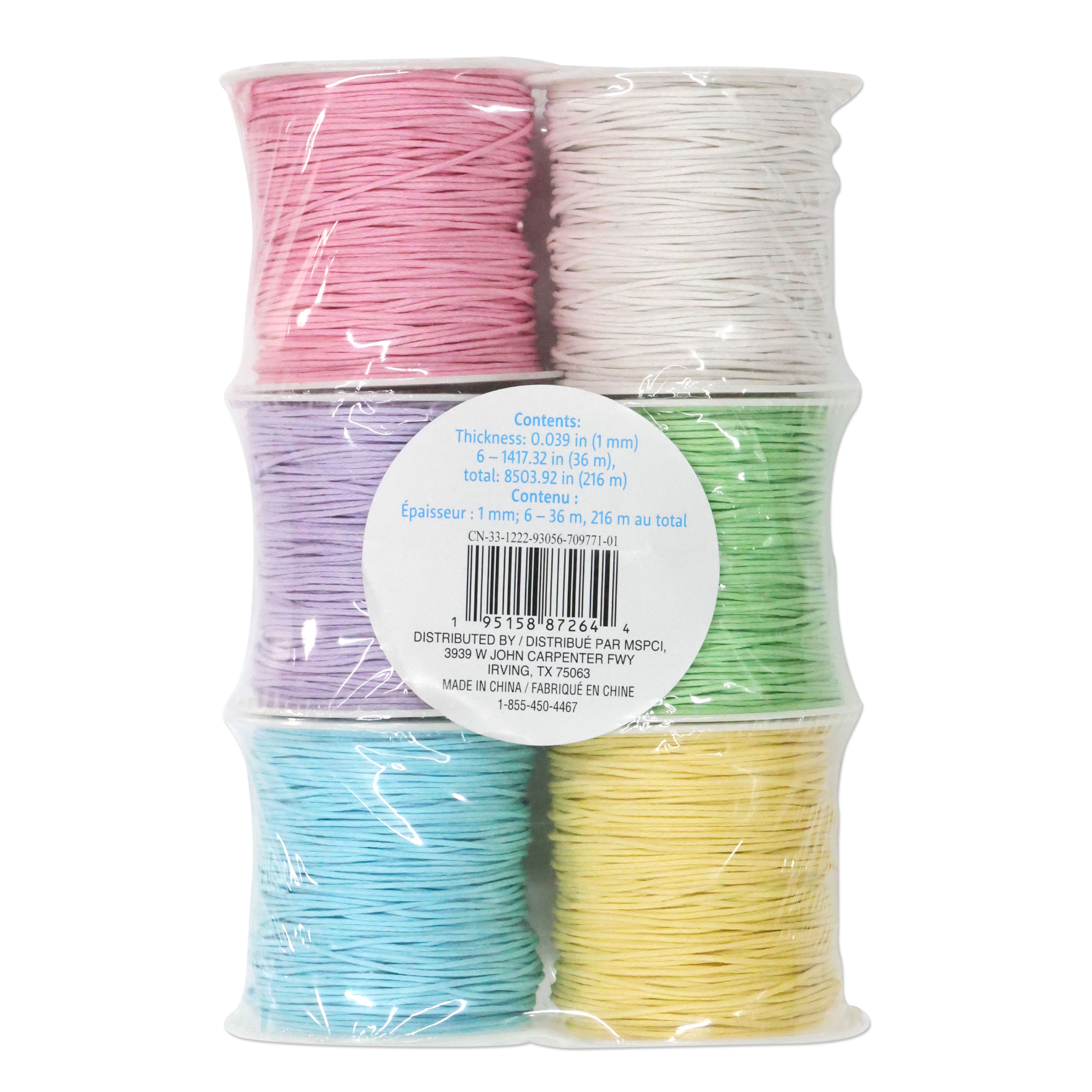 12 Packs: 6 ct. (72 total) 1mm Pastel Waxed Cording by Creatology&#x2122;