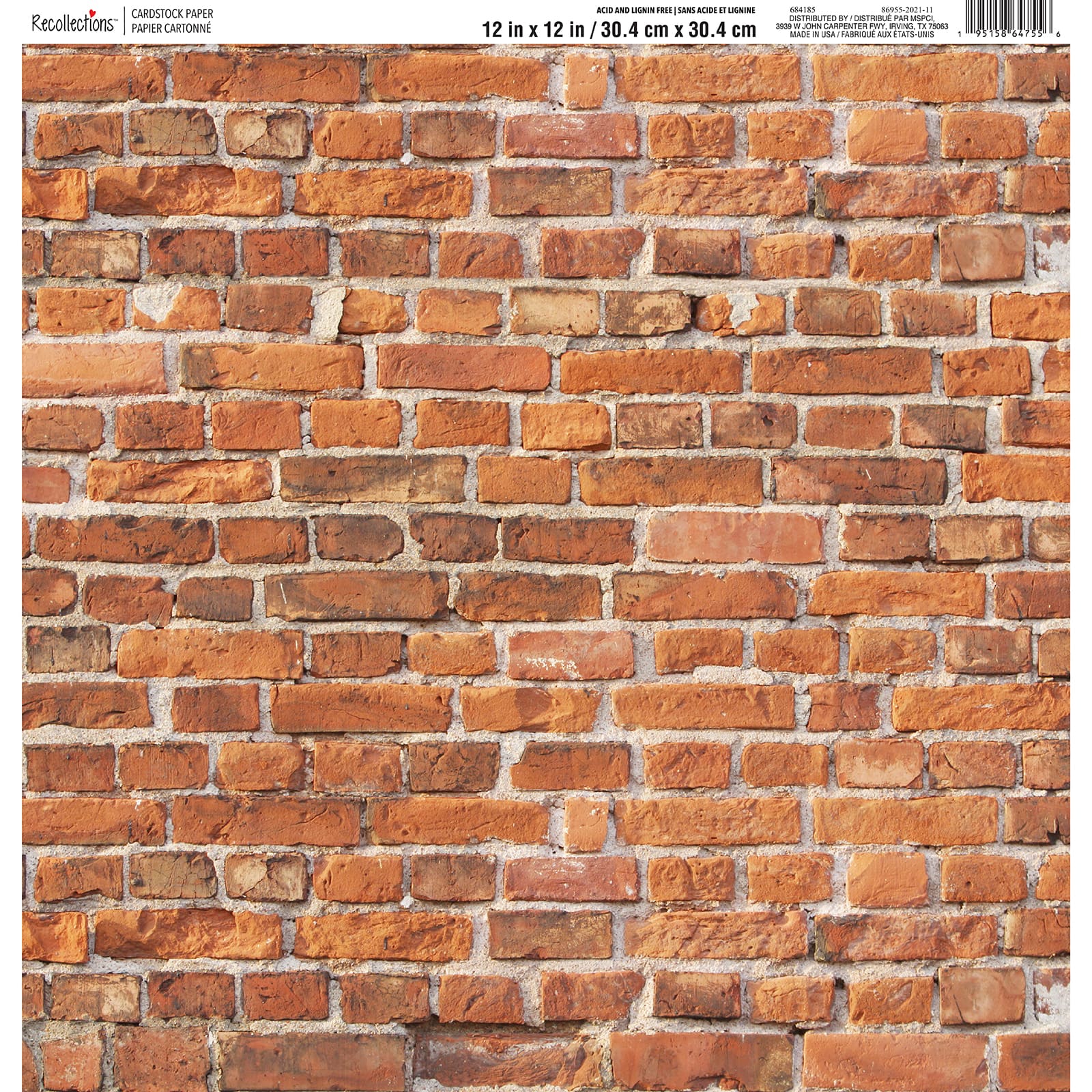 Red Brick Paper by Recollections&#x2122;, 12&#x22; x 12&#x22;