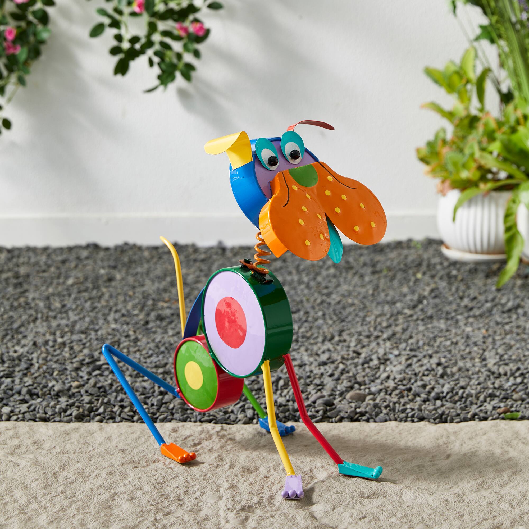 Glitzhome&#xAE; 17&#x22; Metal Novelty Puppy Garden Statue