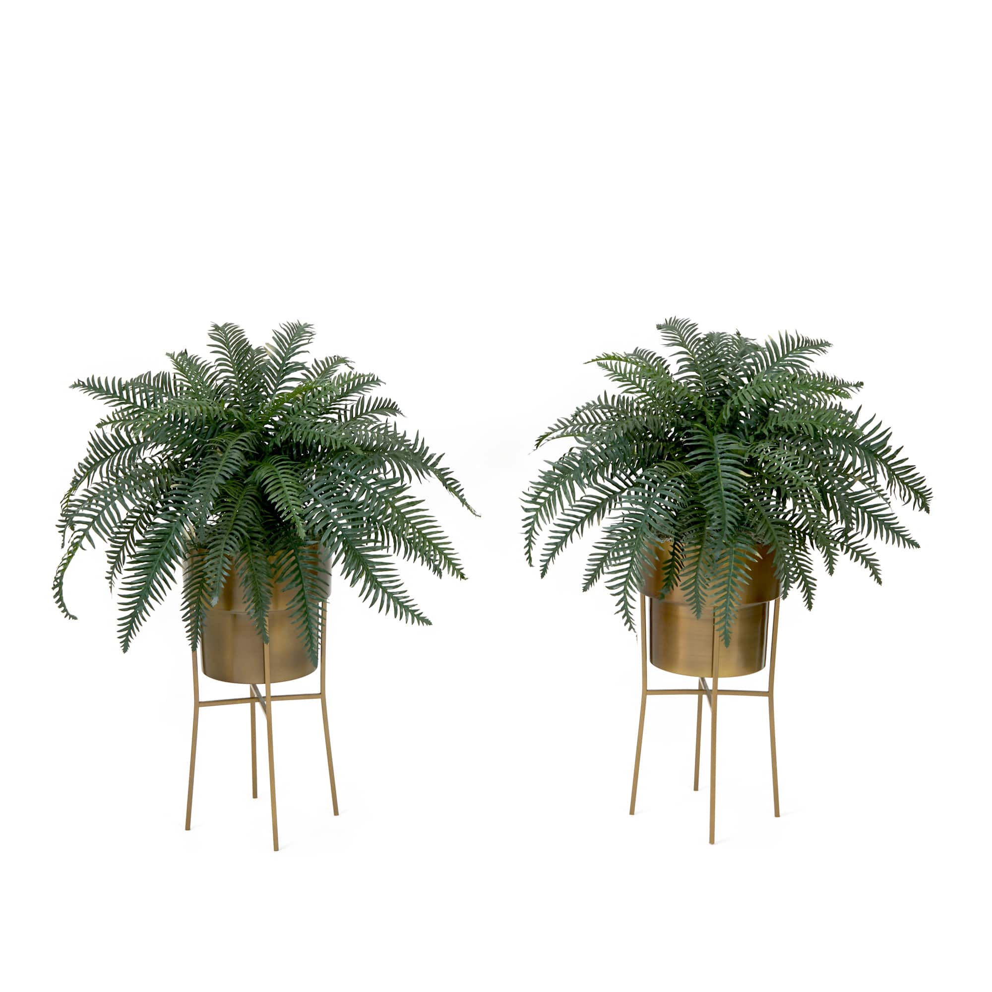 34" Artificial River Fern Plant in Metal Planter with Stand