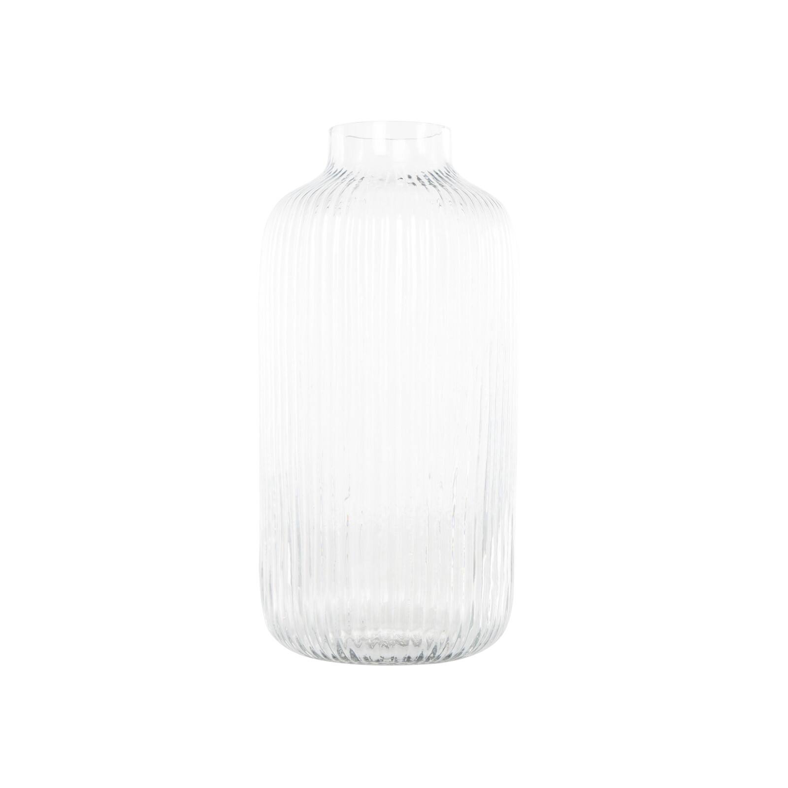 13" Clear Glass Ribbed Fluted Decorative Vase
