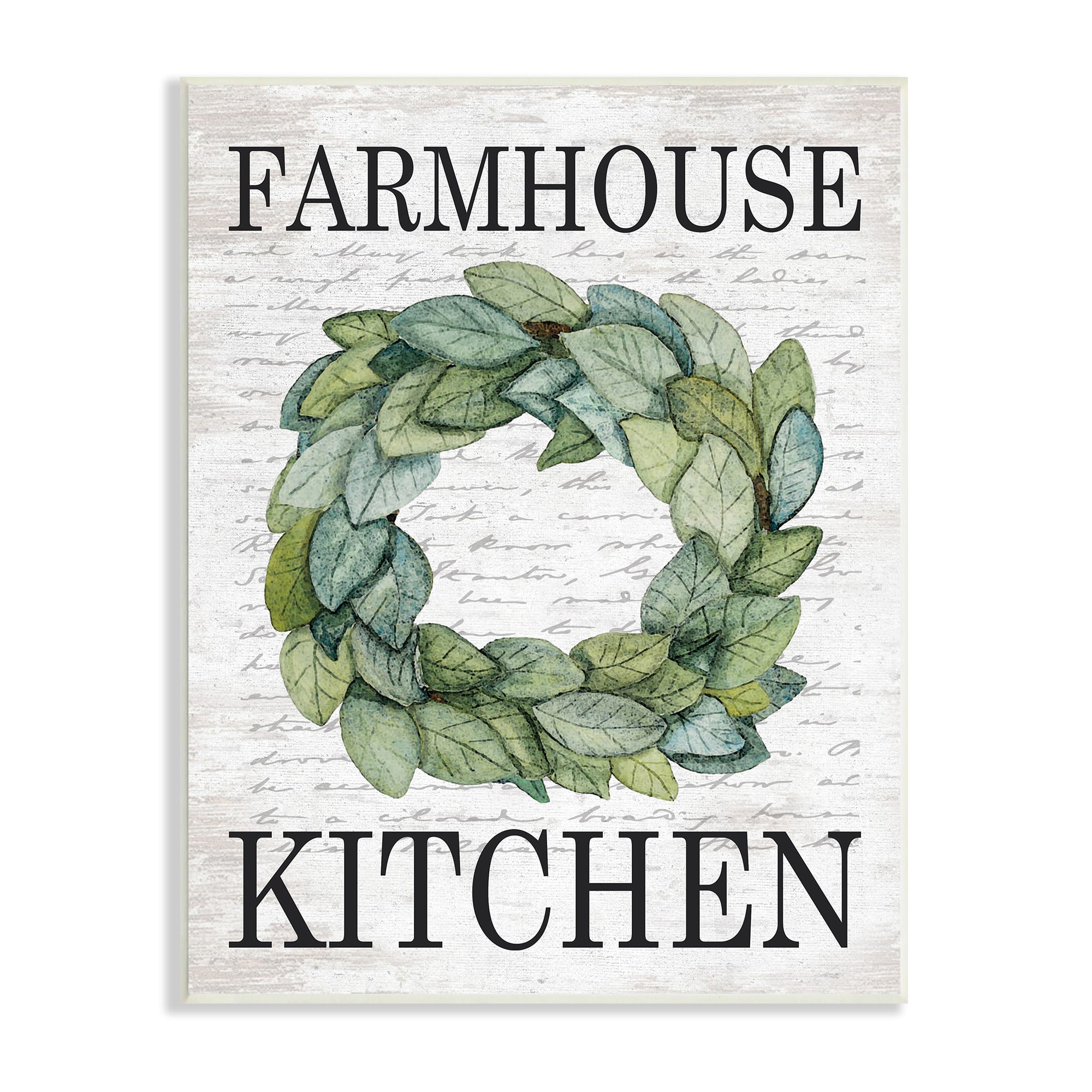 Stupell Industries Farmhouse Kitchen Phrase Tree Leaf Wreath Soft Script Wall Plaque