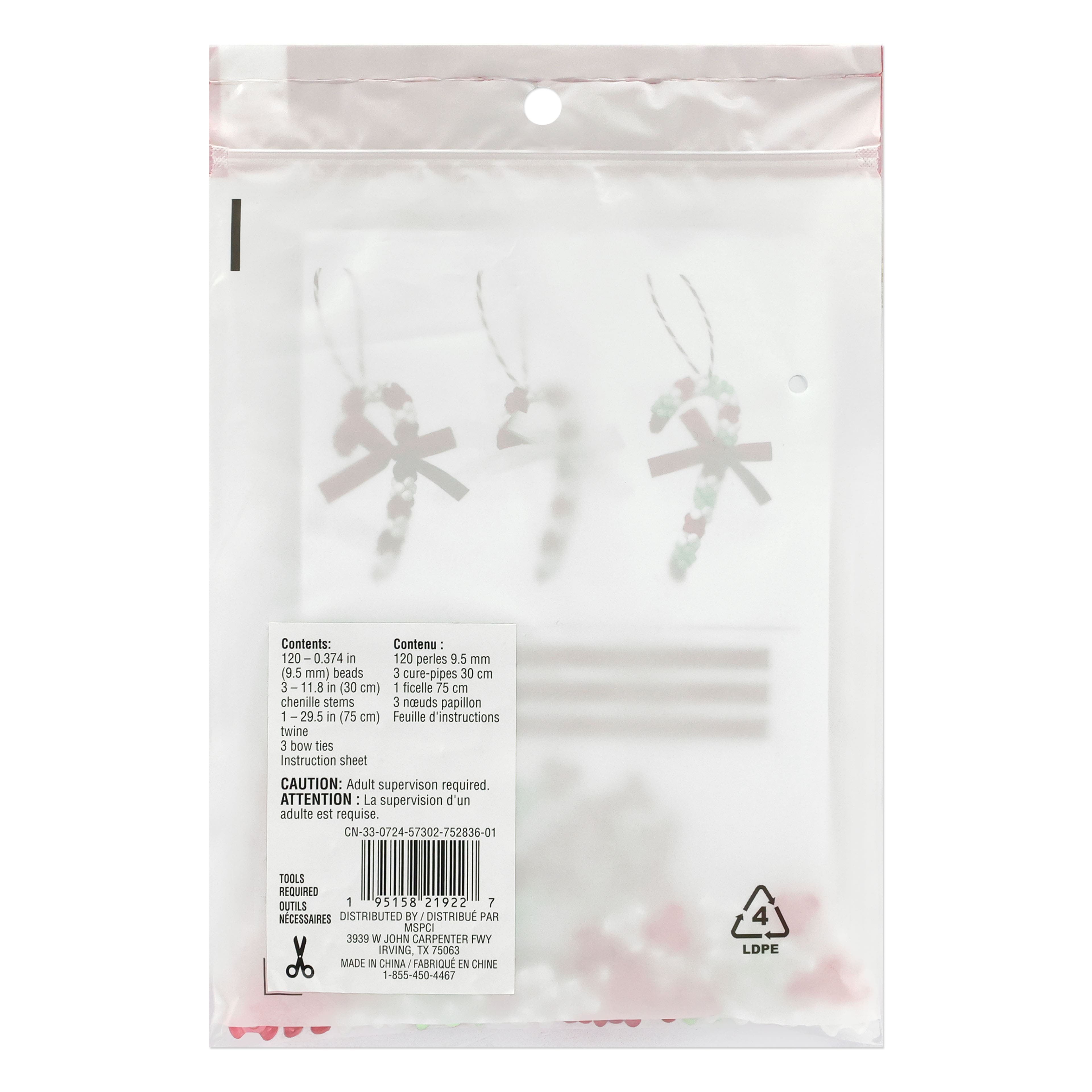 Candy Cane Bead Ornament Kit by Creatology&#x2122;