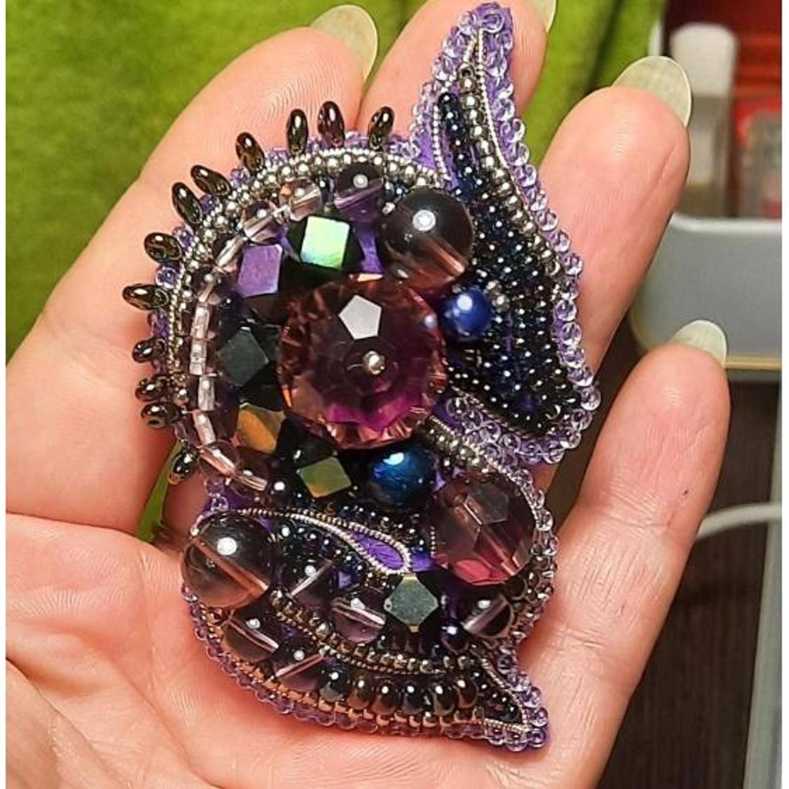 Crystal Art Beadwork Kit For Creating Broоch The Dragon