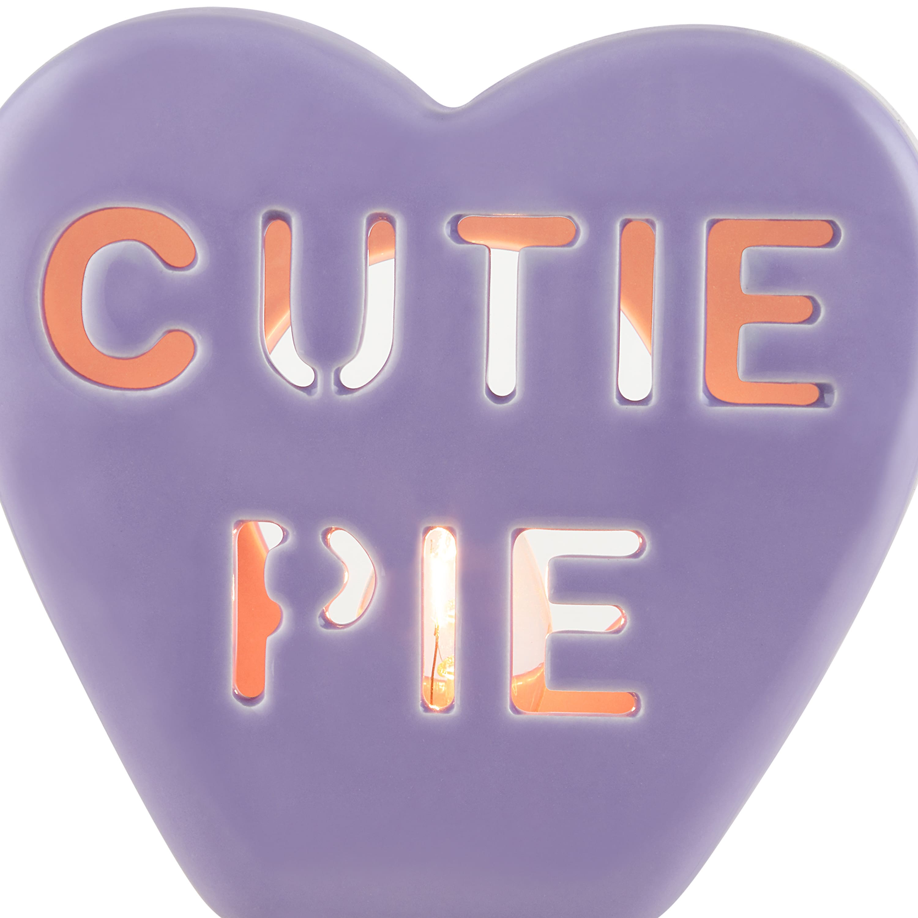 Miss Valentine Purple Ceramic Candy Heart Cutie Pie Nightlight