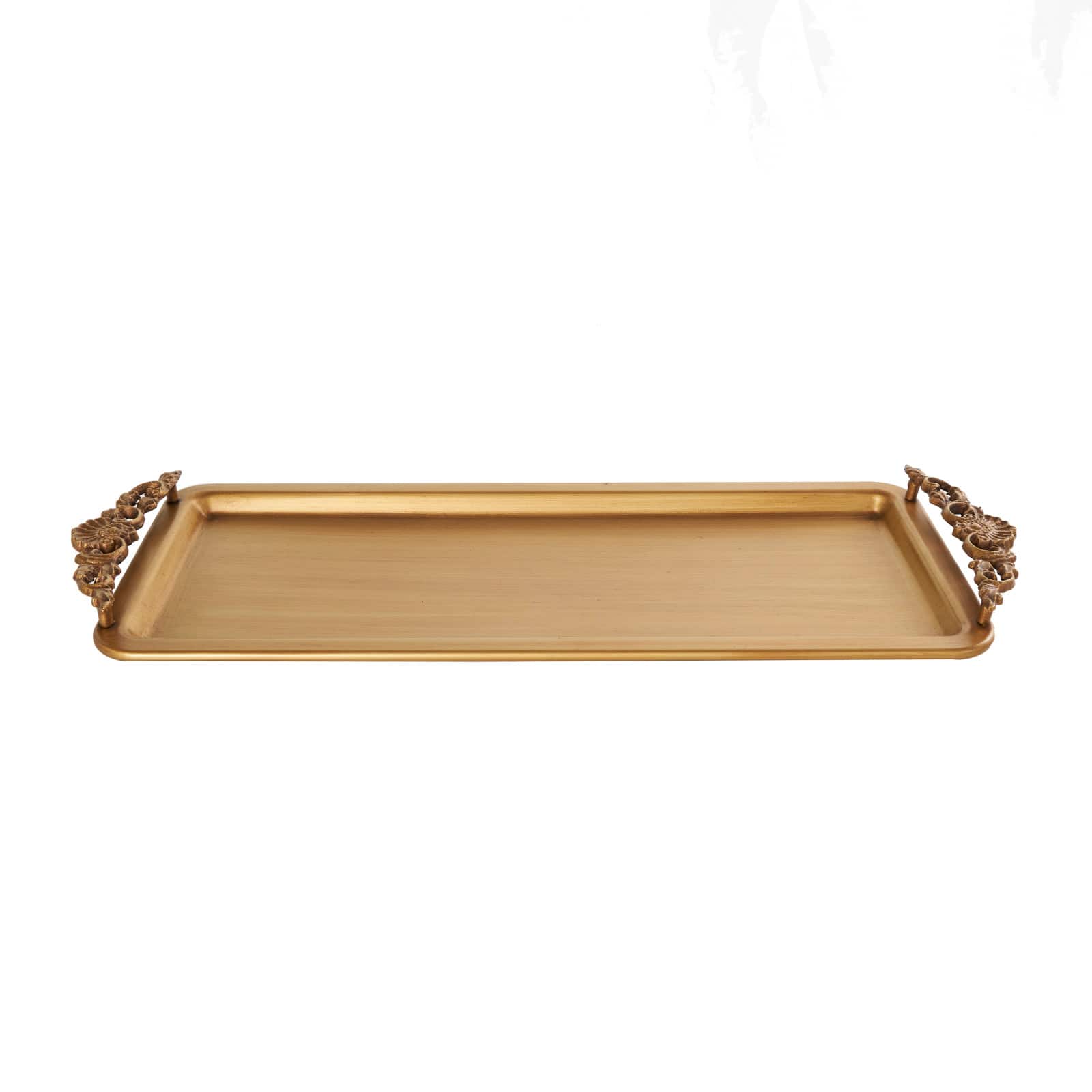 24" Bronze Brushed Metal Tray with Antique Scroll Handles