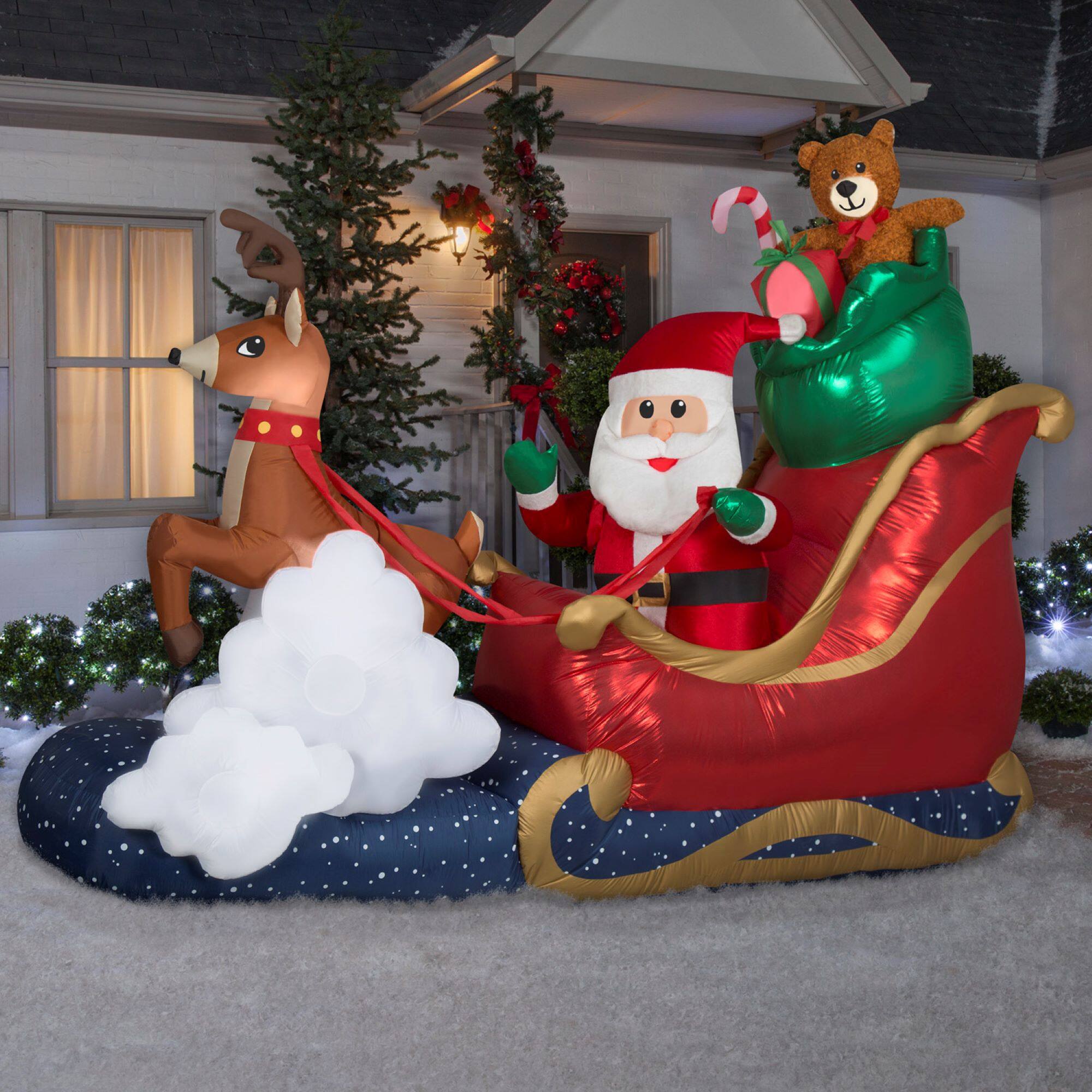 7ft. Animated Airblown® Inflatable Christmas Santa in Sleigh
