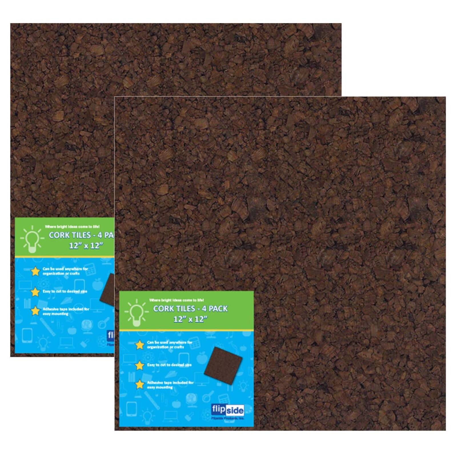 Flipside Products 12" x 12" Dark Cork Tiles, 2ct.