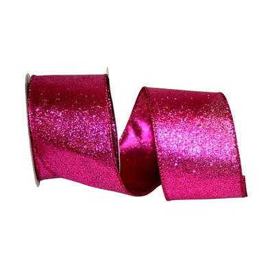 Hot Pink Metallic Sequin Ribbon, 2.5 X 10YD