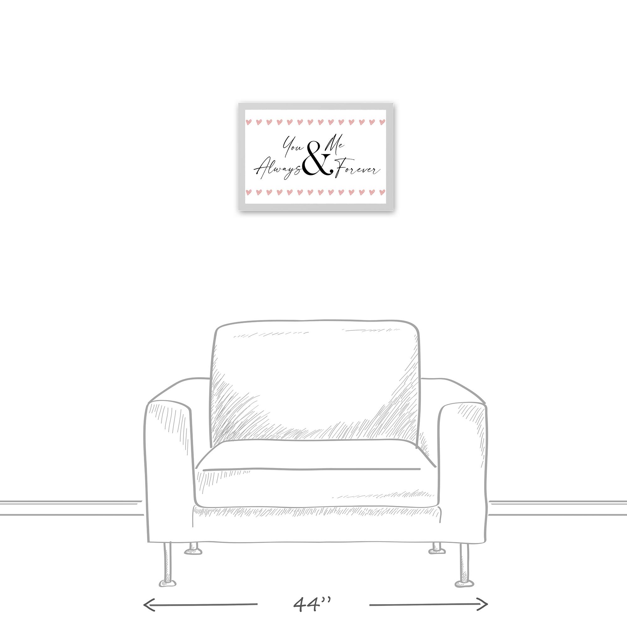 You & Me Always & Forever White Framed Canvas