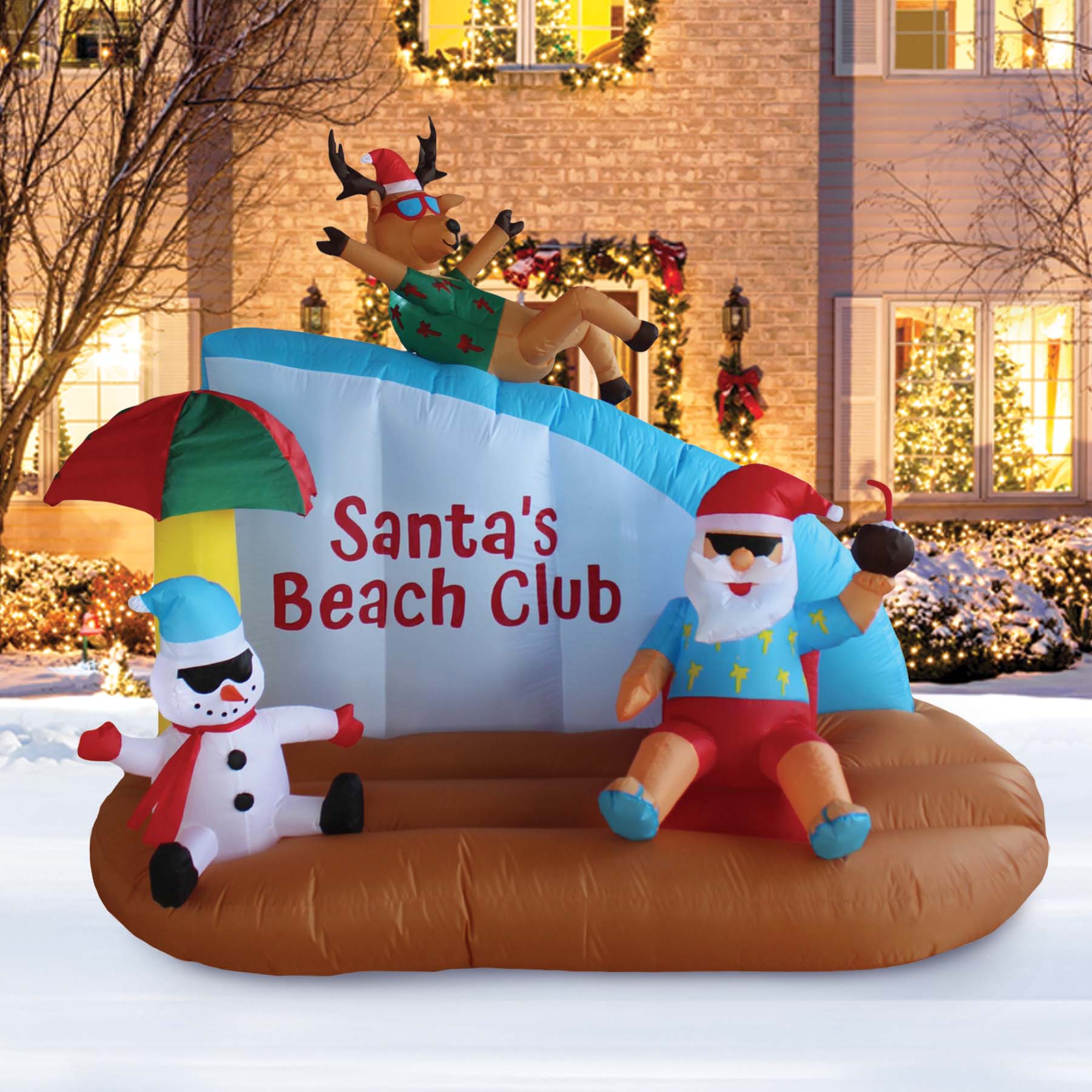 7ft. Inflatable Santa&#x27;s Beach Club