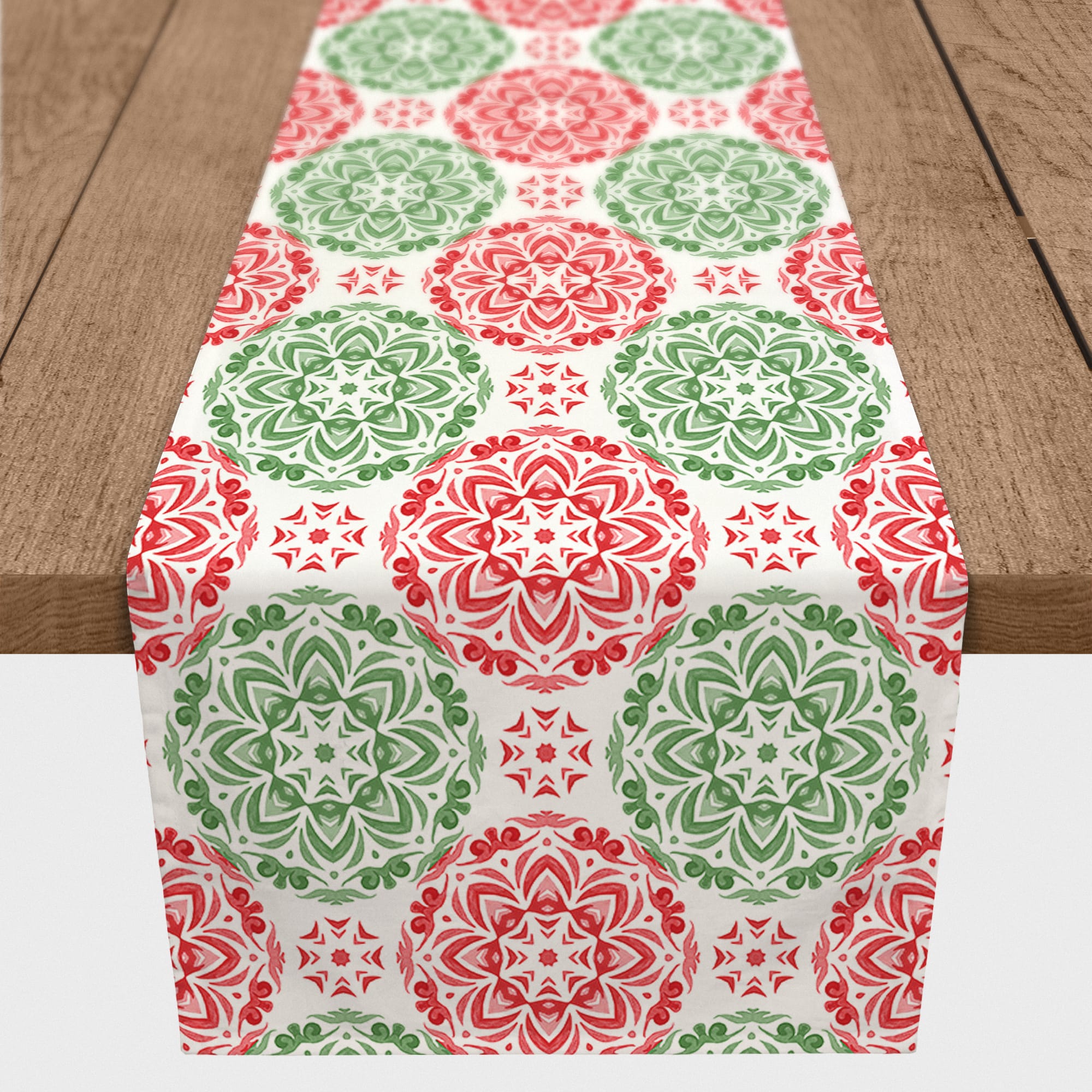 Christmas Kaleidoscope Pattern Poly Twill Table Runner