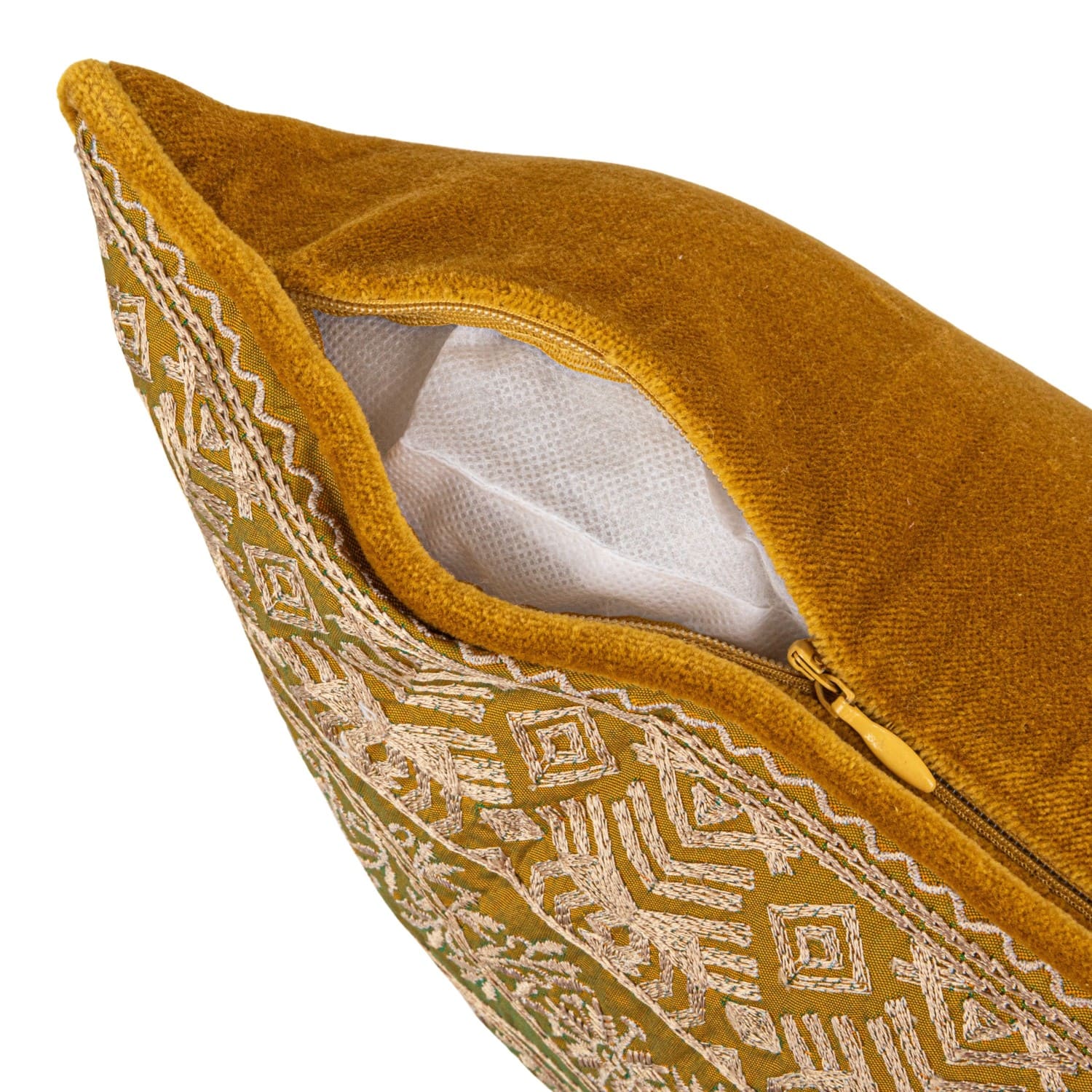 Hello Honey® 18" Chartreuse Pattern & Piping Cotton Velvet Pillow