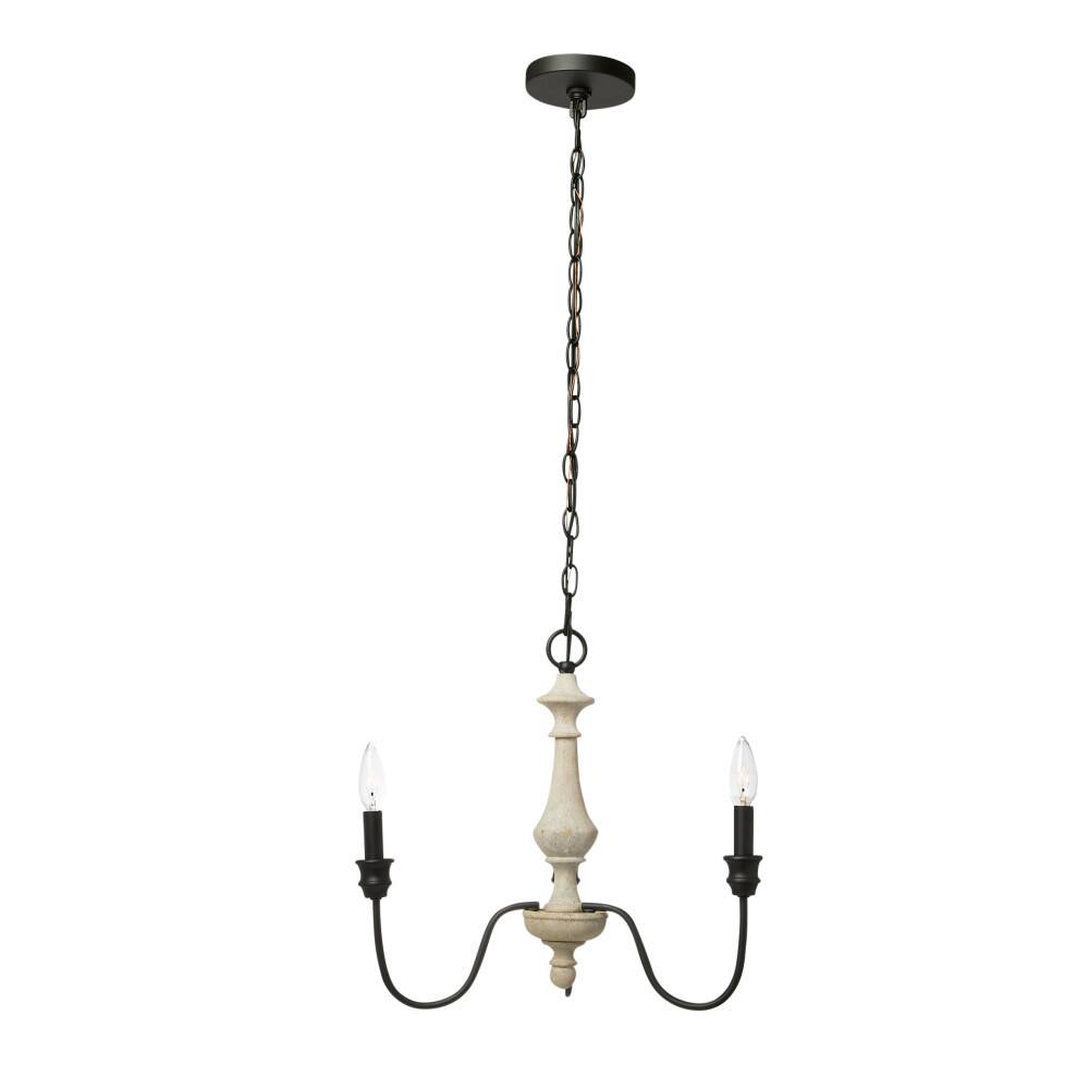 Hello Honey&#xAE; Robert Stevenson Lighting Magnolia 18.5&#x22; Matte Black 3-Light White Washed Wood and Metal Chandelier