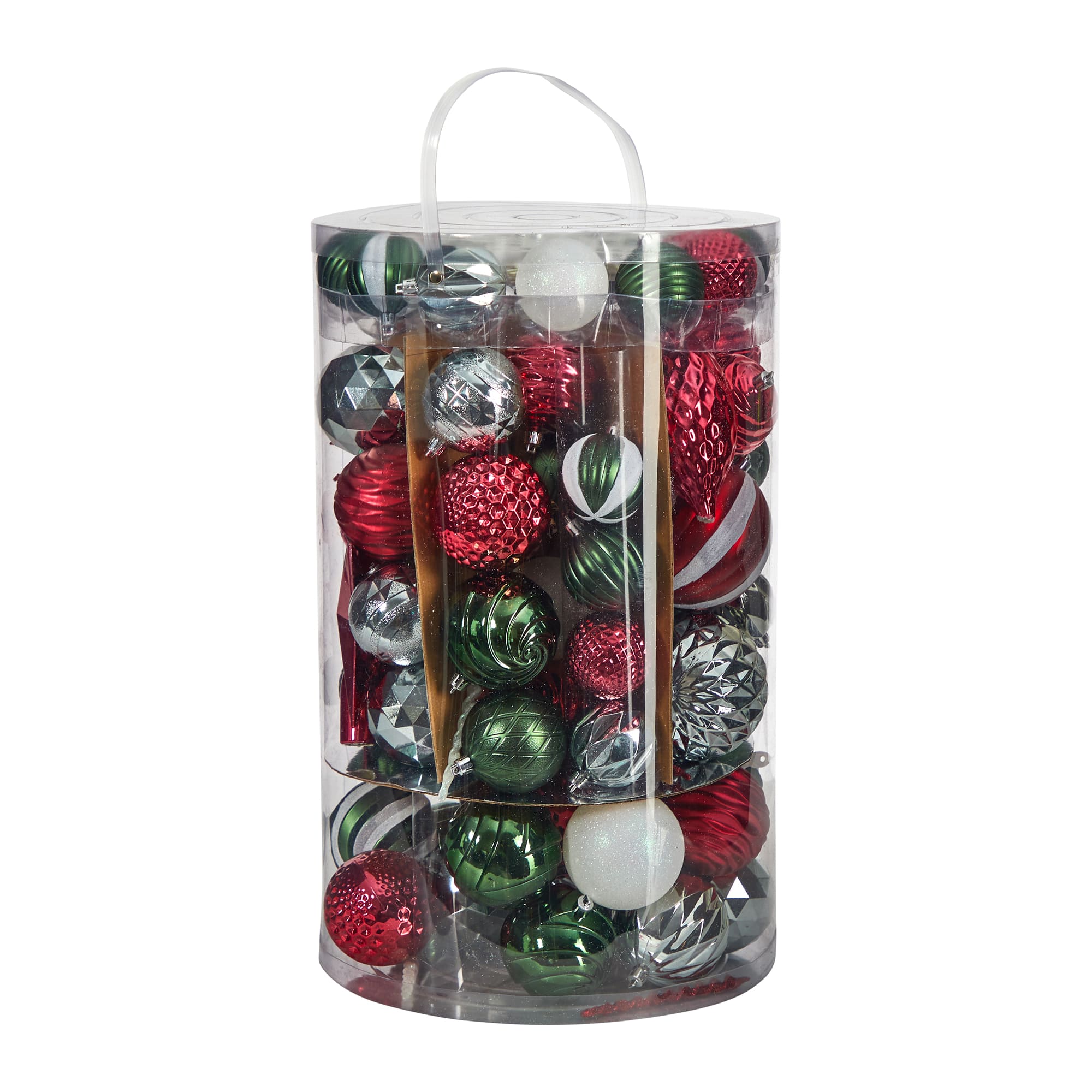 100ct. Holiday Deluxe Shatterproof Christmas Tree Ornament Box Set