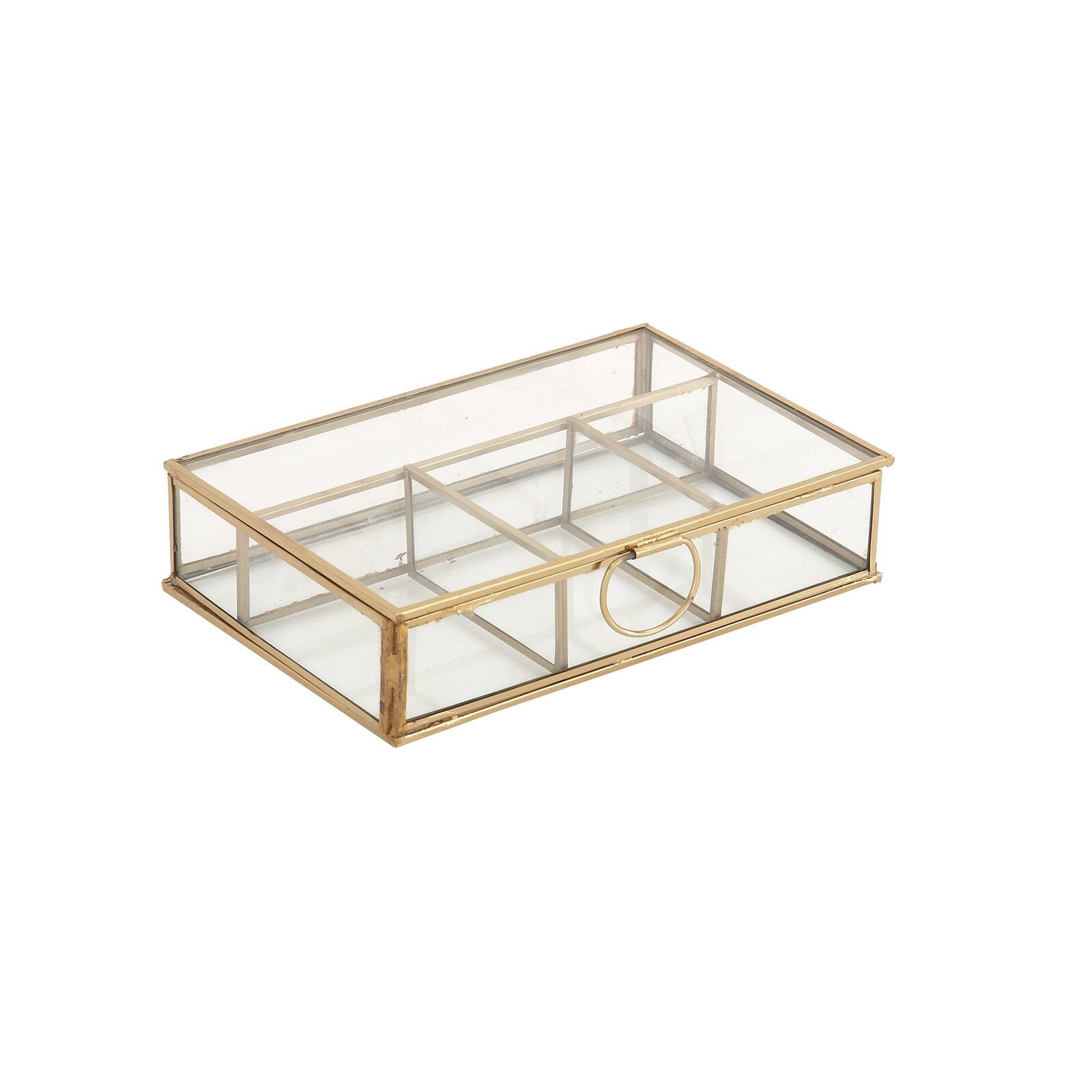 Rectangular Metal &#x26; Glass Jewelry Box