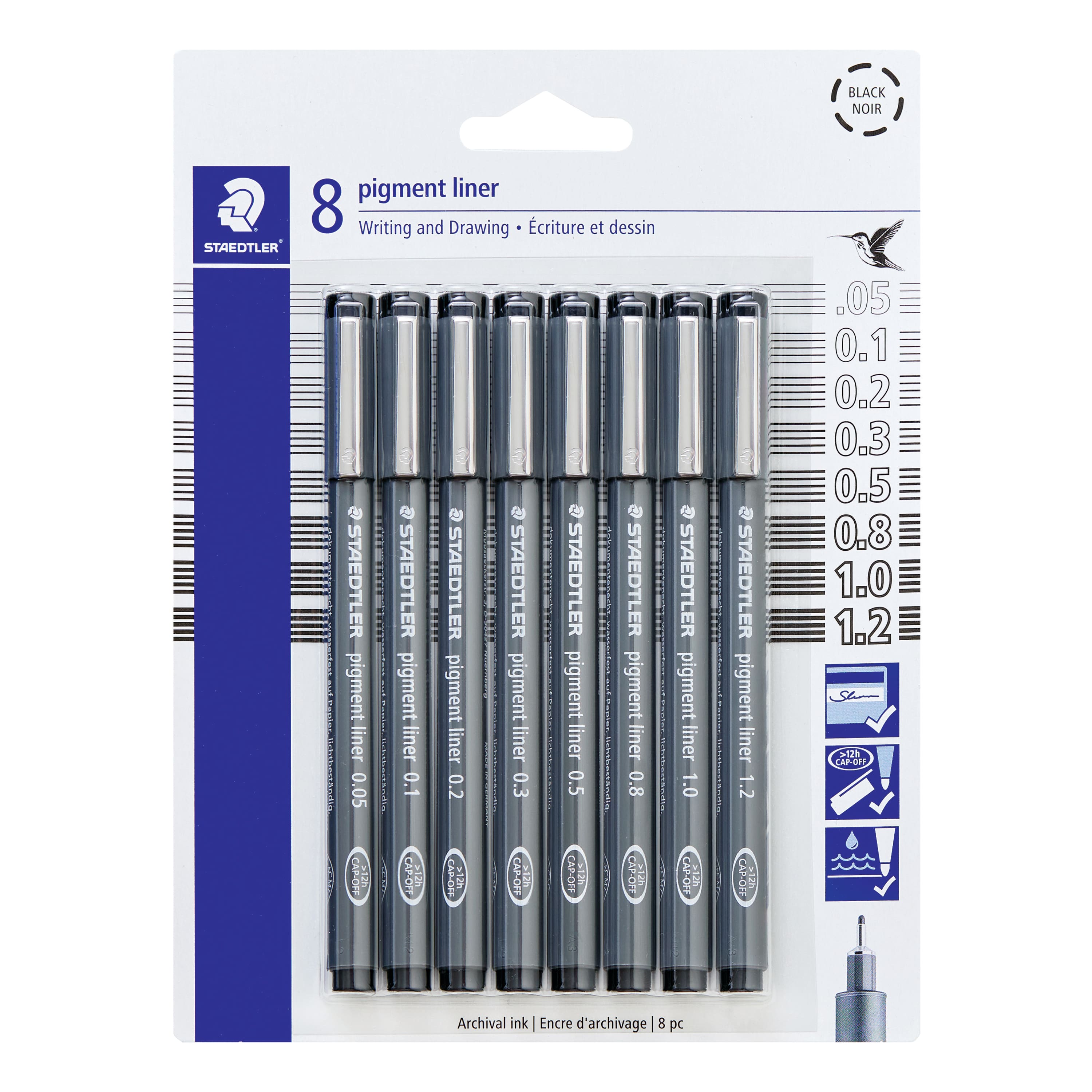 STAEDTLER® Black 8 Piece Pigment Liner Set