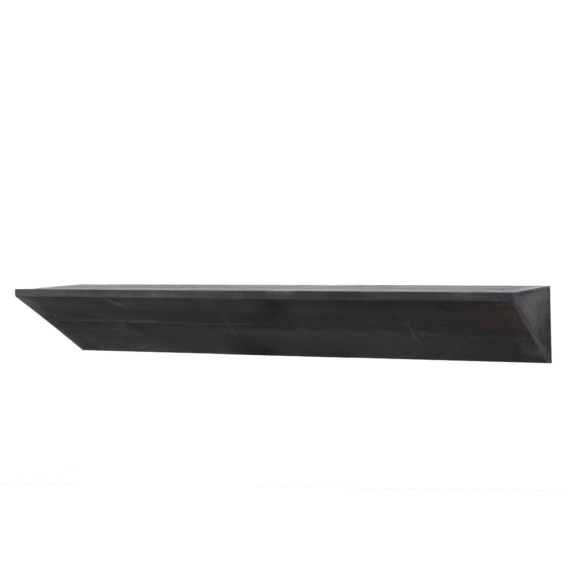 Large Black Wedge Wood Floating Wall Shelf