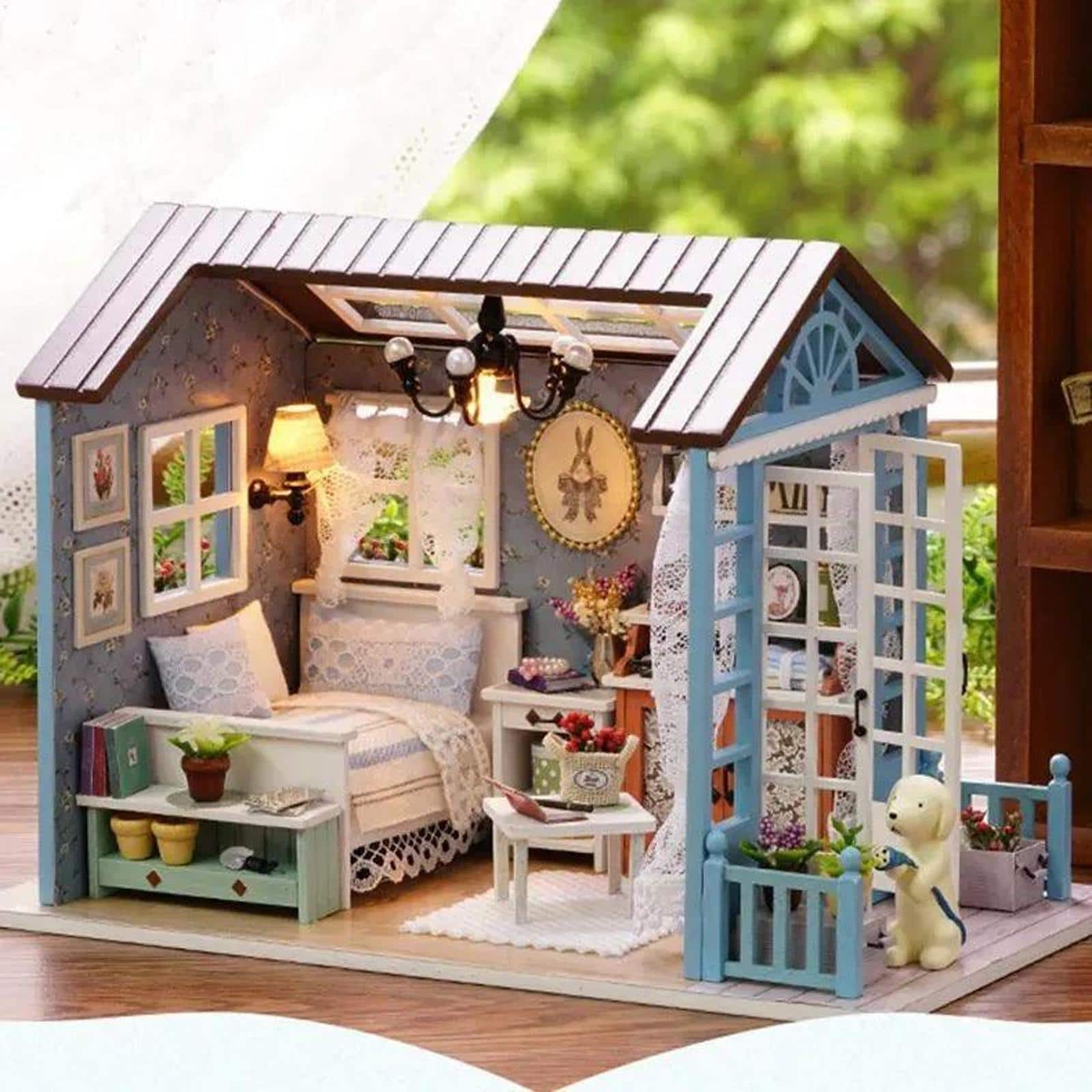 Wizardi Miniature Roombox Summer Terrace Dollhouse Kit