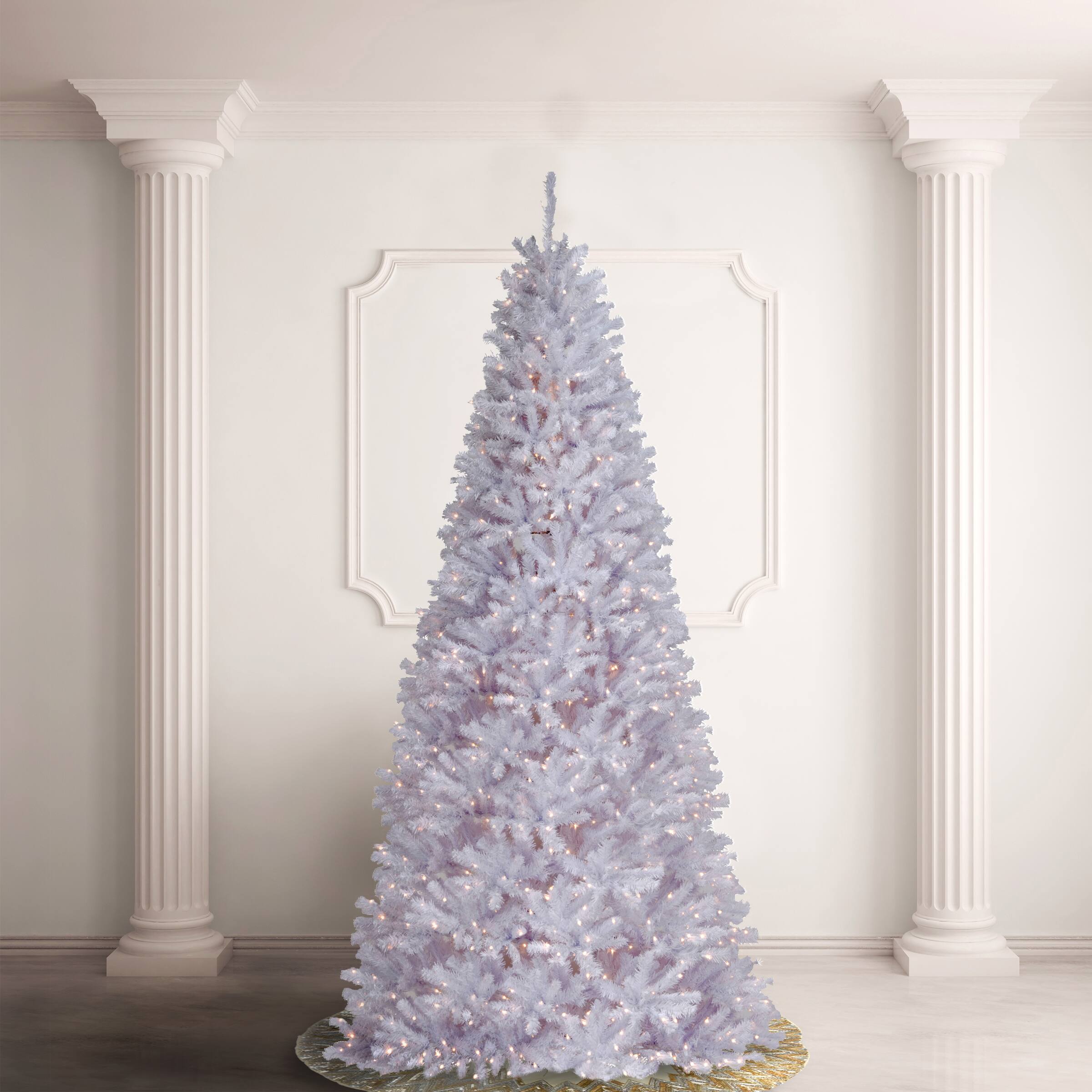 14ft. Pre-Lit North Valley® White Spruce Artificial Christmas Tree, Clear Lights