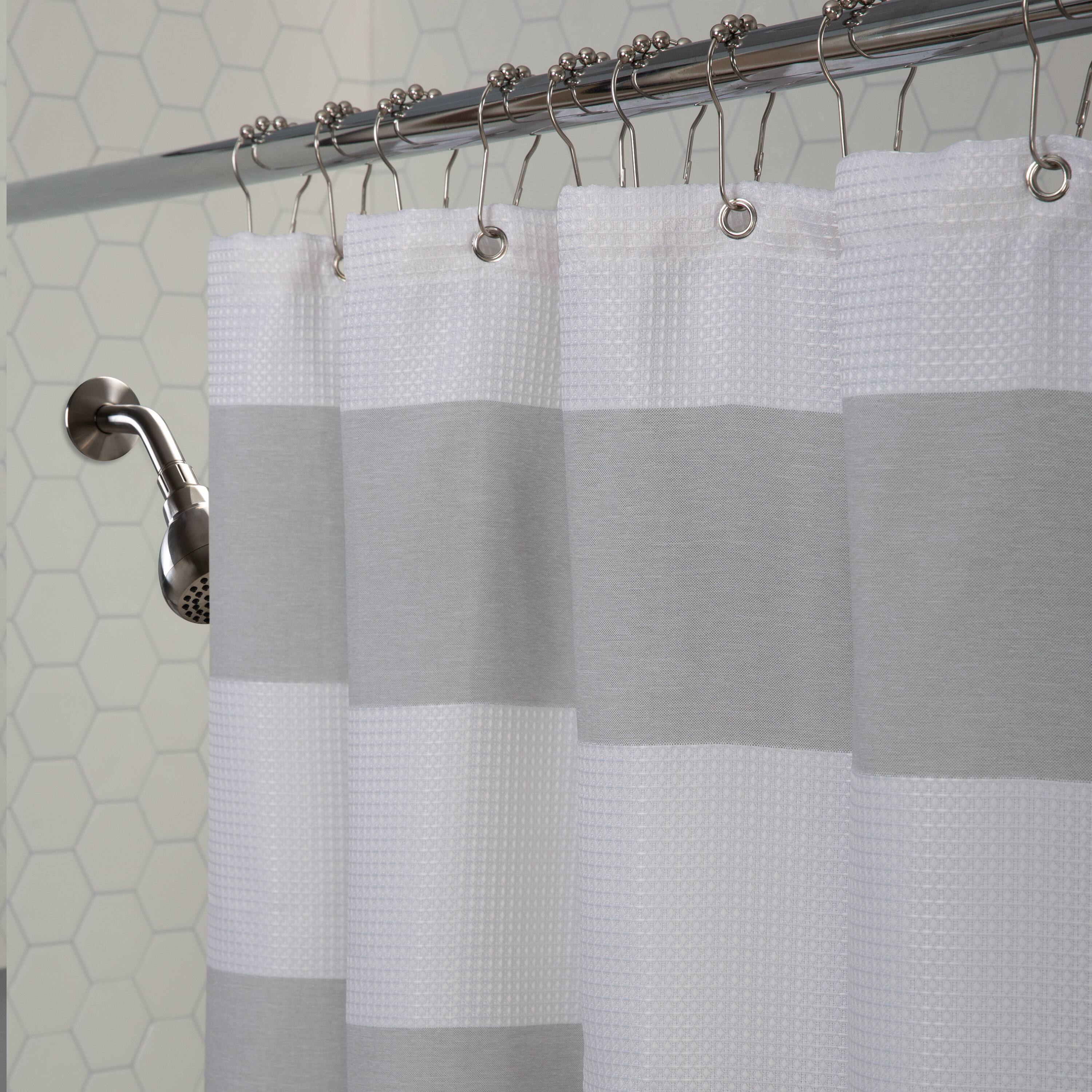 Elle Décor Gray Jacquard Weave Shower Curtain