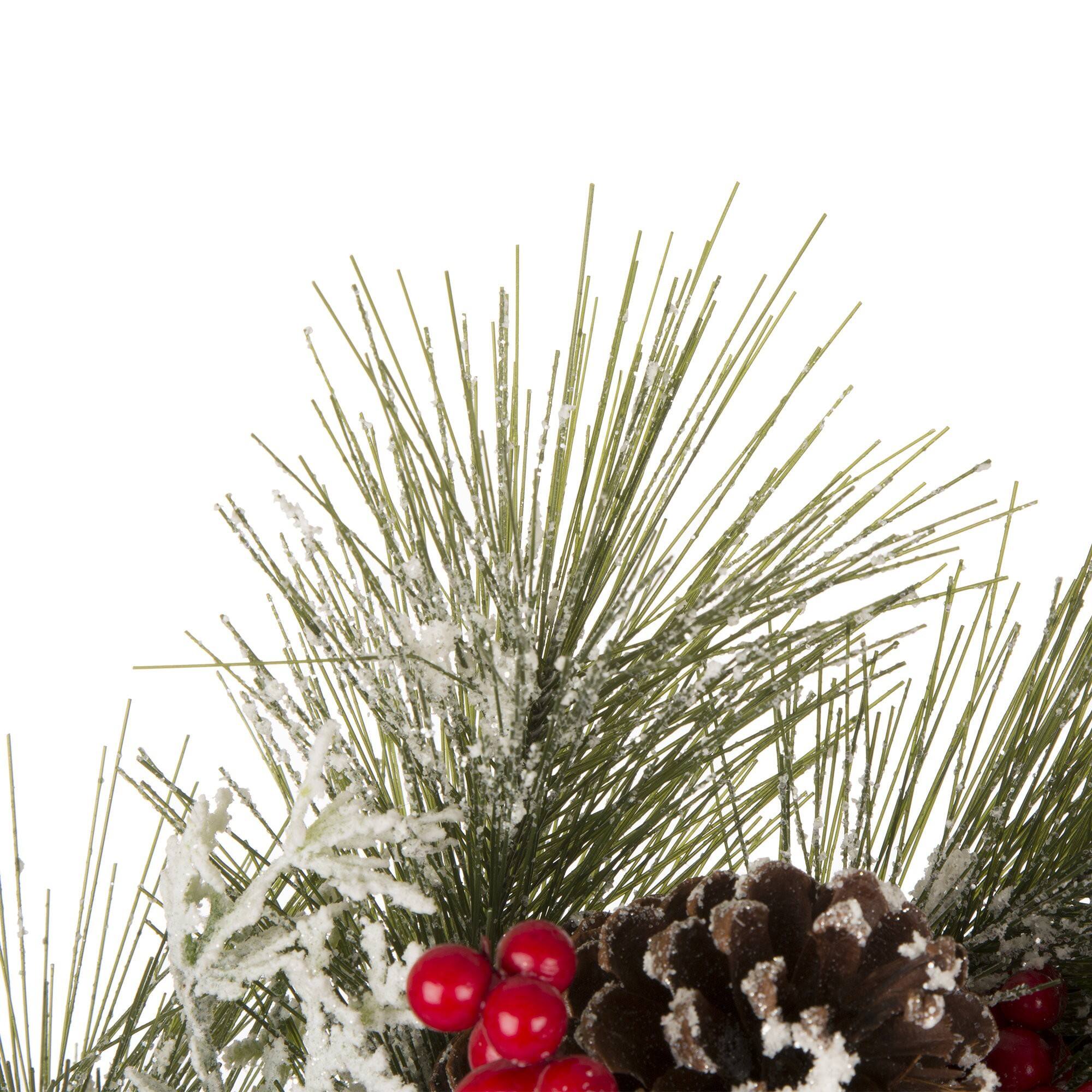 Glitzhome® 24" Flocked Pinecone & Berry Wreath